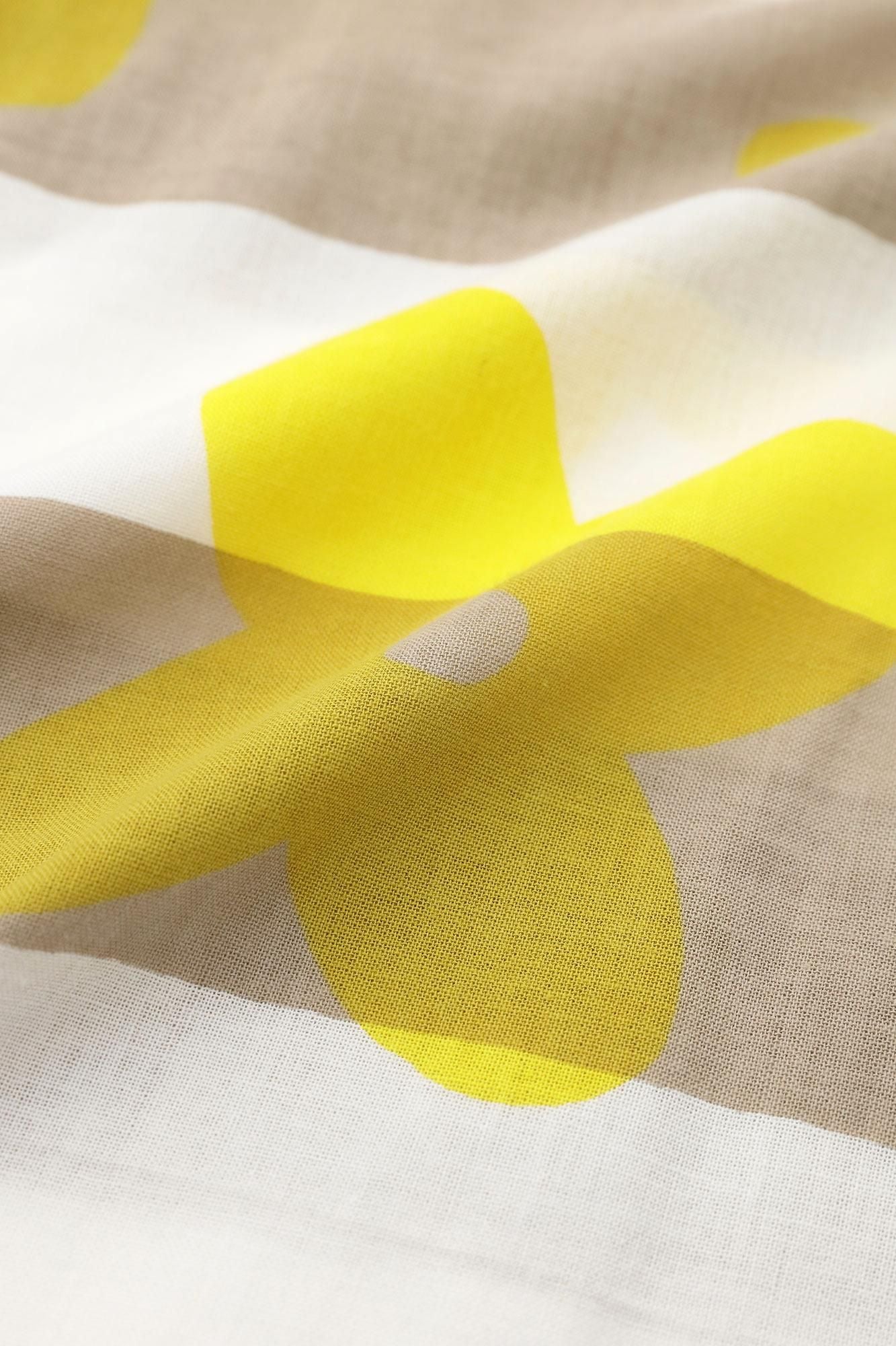 【官網限定】伊勢木棉 文 方形上衣 拼接／花風 檸檬色