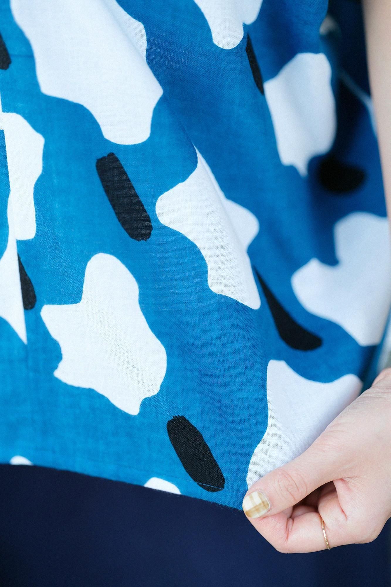 伊勢木棉 文 方形上衣 拼接／棉花糖