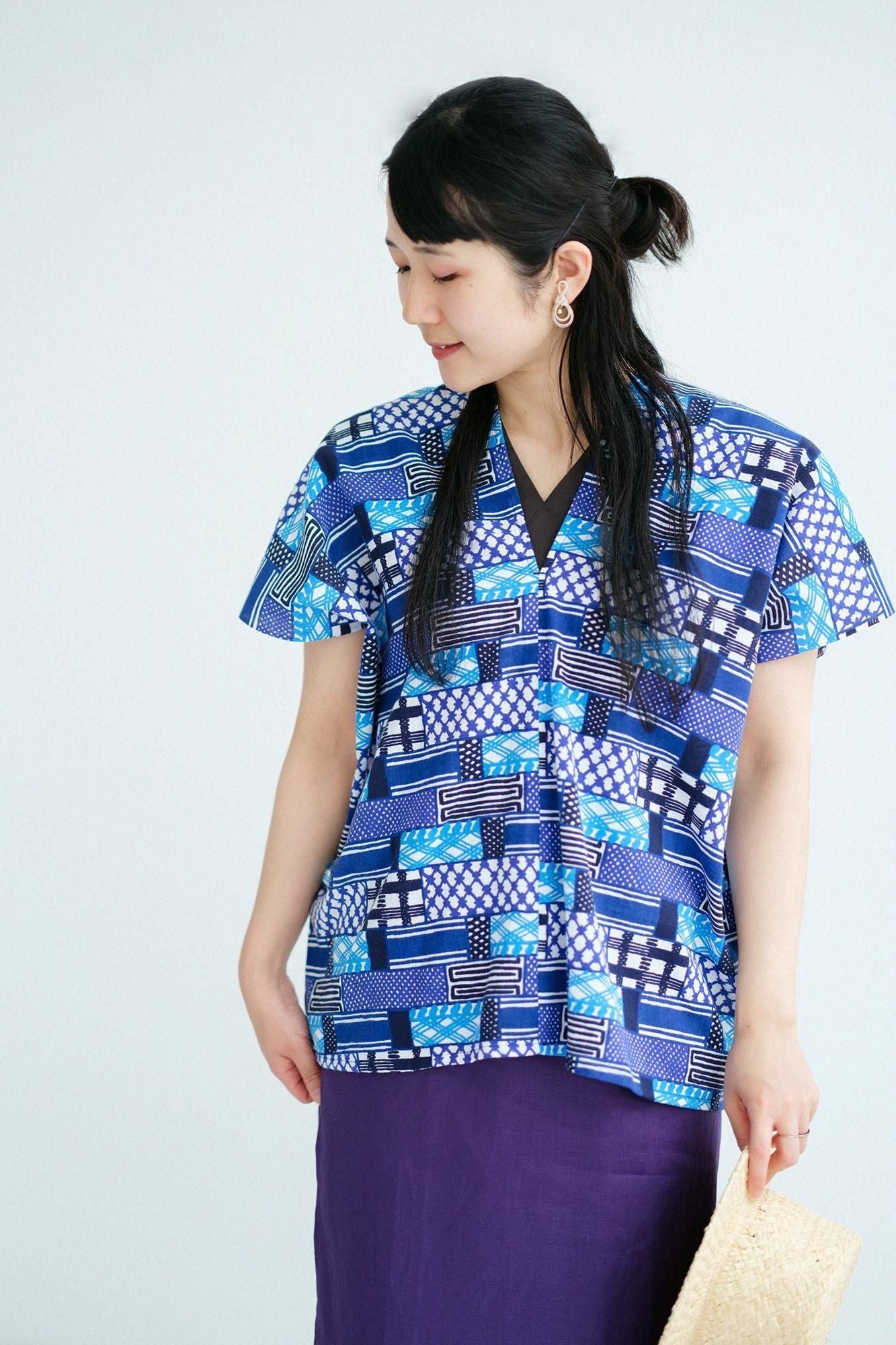 Ise-Baumwolle, Muster, quadratisches Gewand, zweiteilig/Yosegizaiku