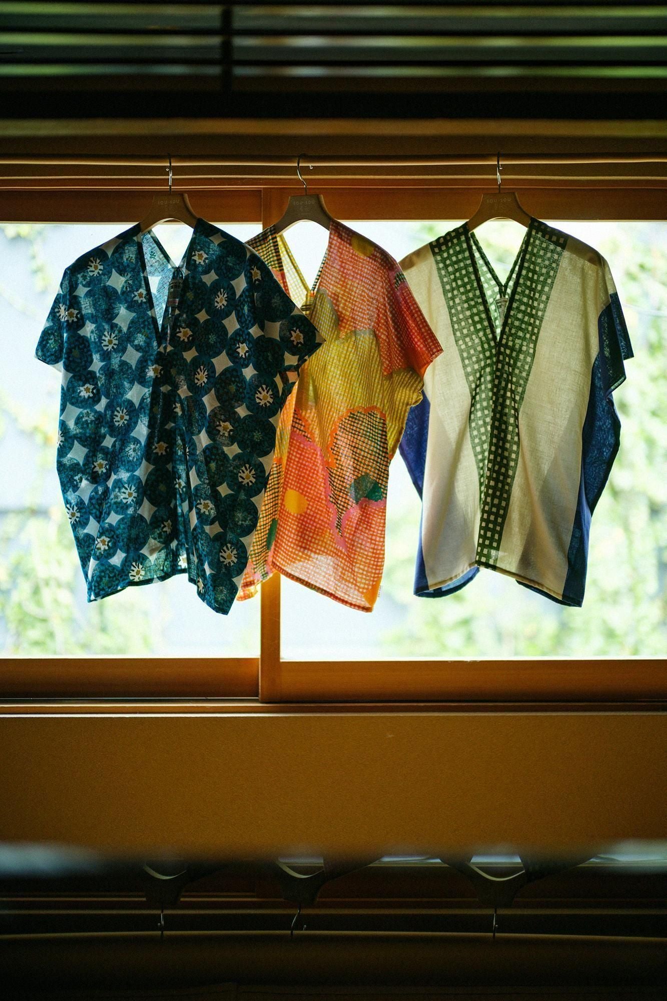 伊勢木棉 文 方形上衣 拼接／寒菊