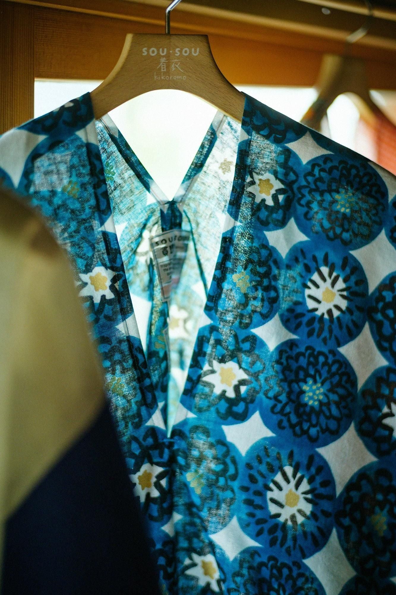 伊勢木棉 文 方形上衣 拼接／寒菊