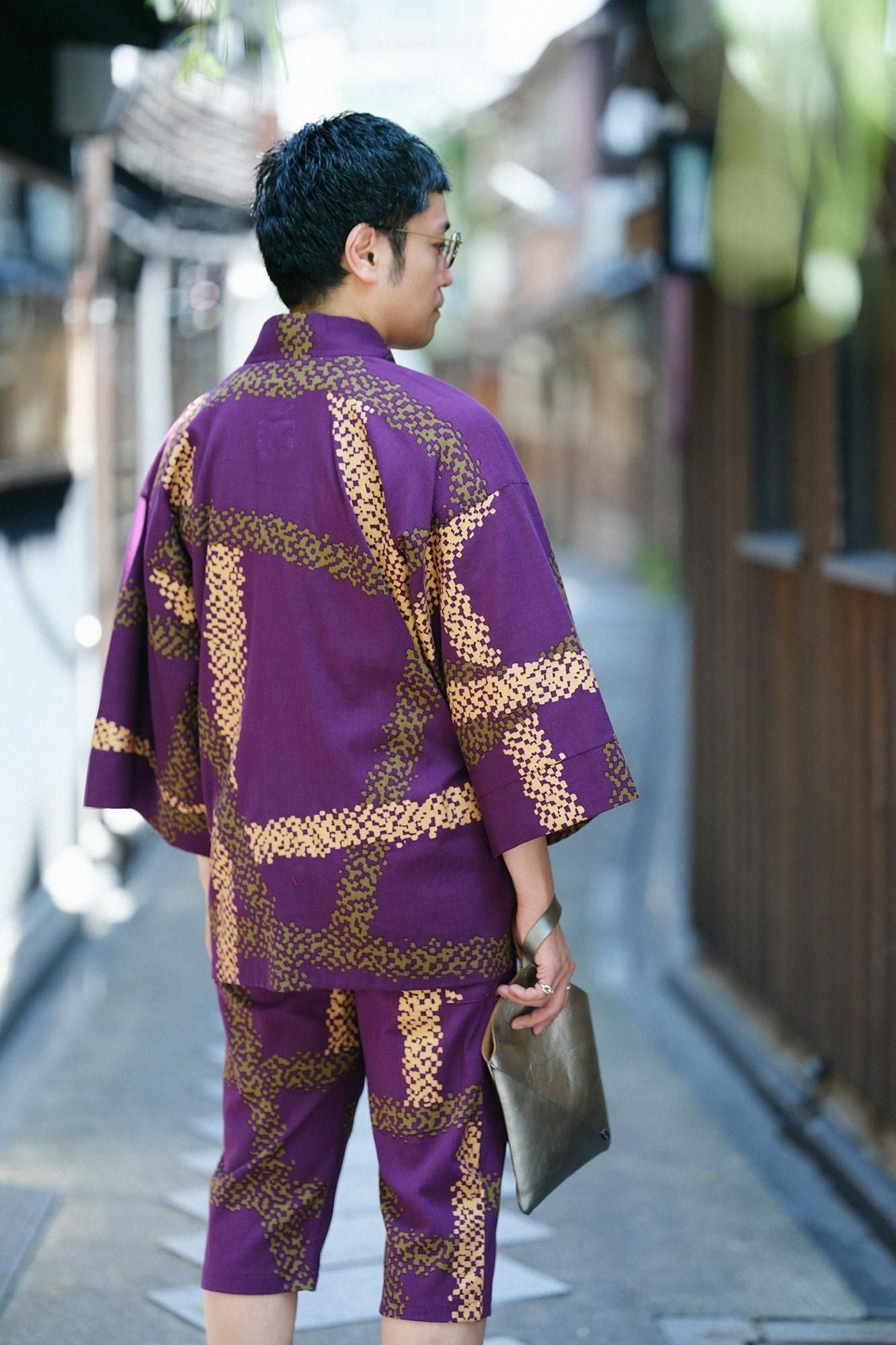 Chizimi Cotton 20/20 Skinny Pants / Tied-up Bluish Purple