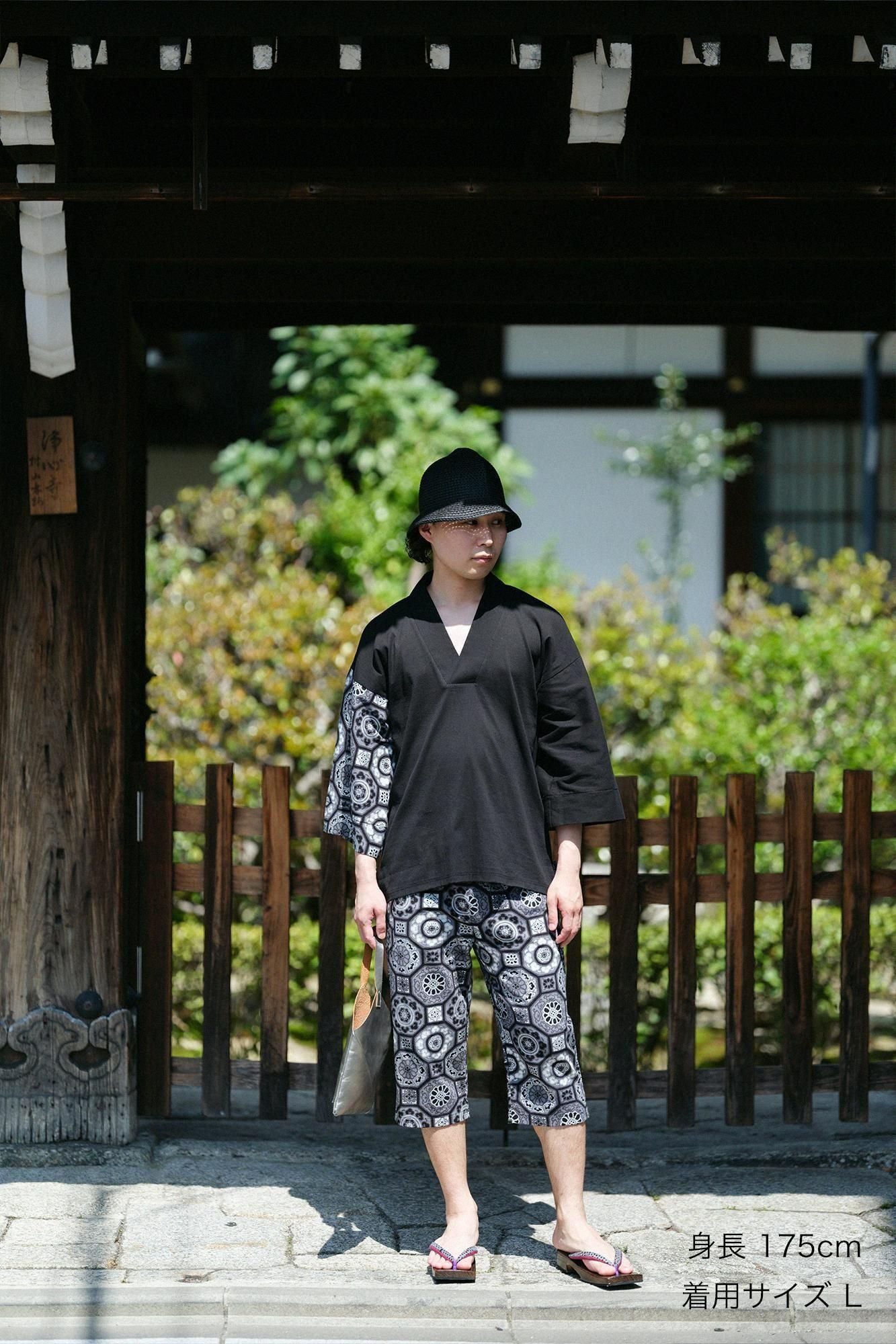 高島縮棉 20/20細腿褲/華麗黑色