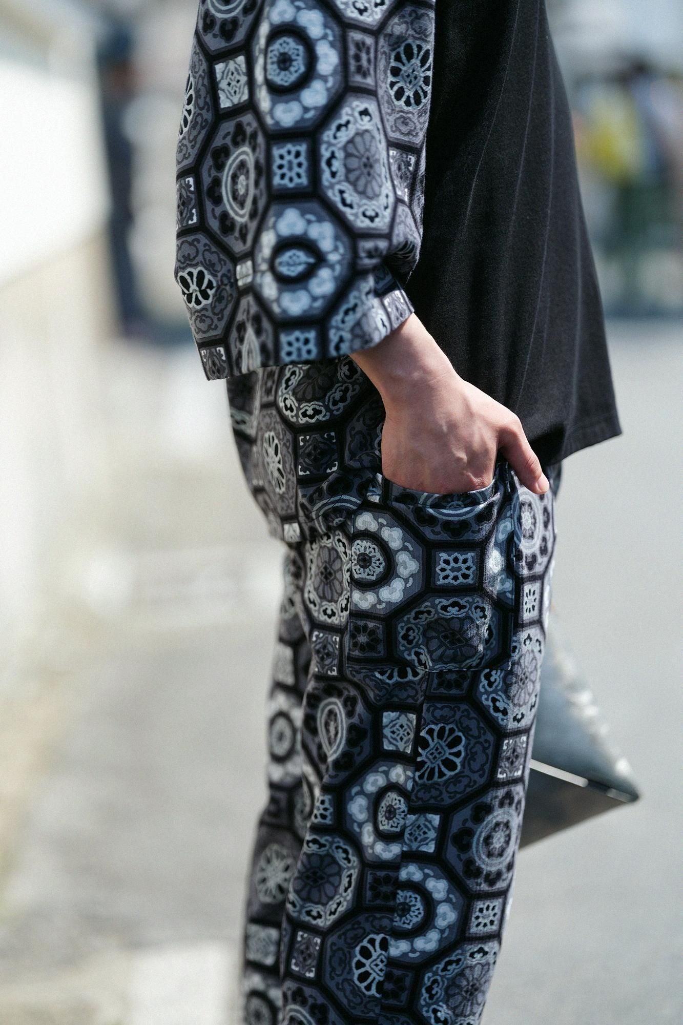 高島縮棉 20/20細腿褲/華麗黑色