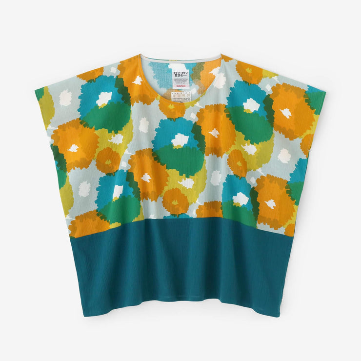 [Expédition prévue vers le 23 juin] Takashima Shiji 20/20 Robe carrée Kumi Motif épaule/Bloom x Vert mer