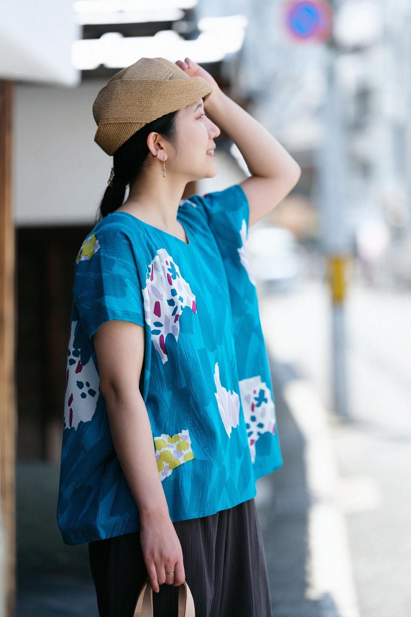 高島縮 20/20 四角衣（しかくい）／水中花（すいちゅうか）