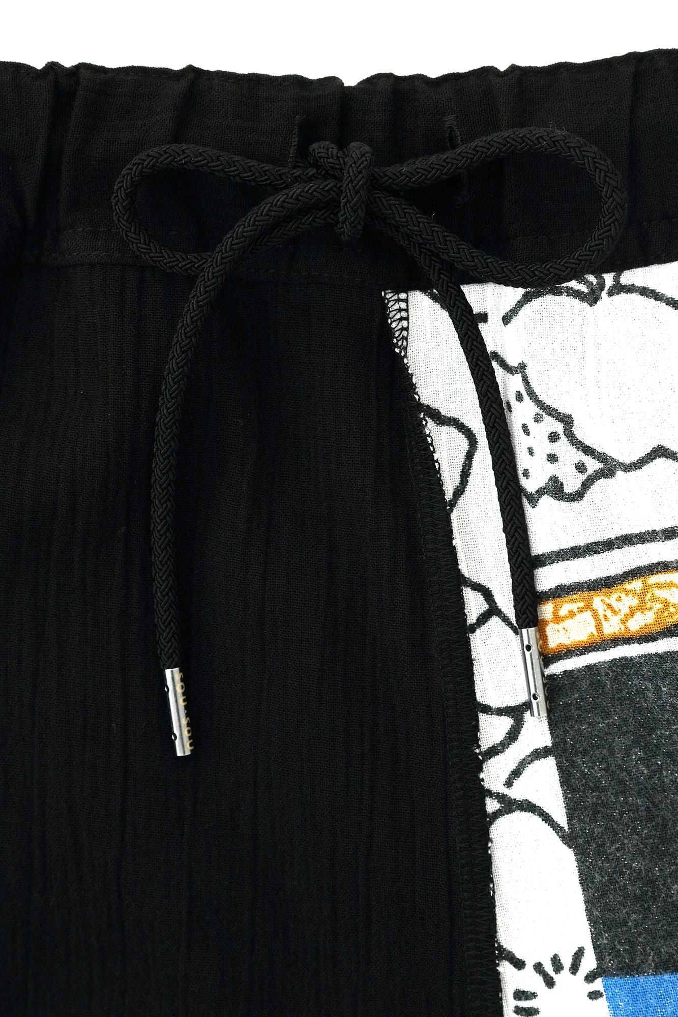 高島縮棉 20/20手柄寛衣下 和裝褲雙色／黑色×傾奇