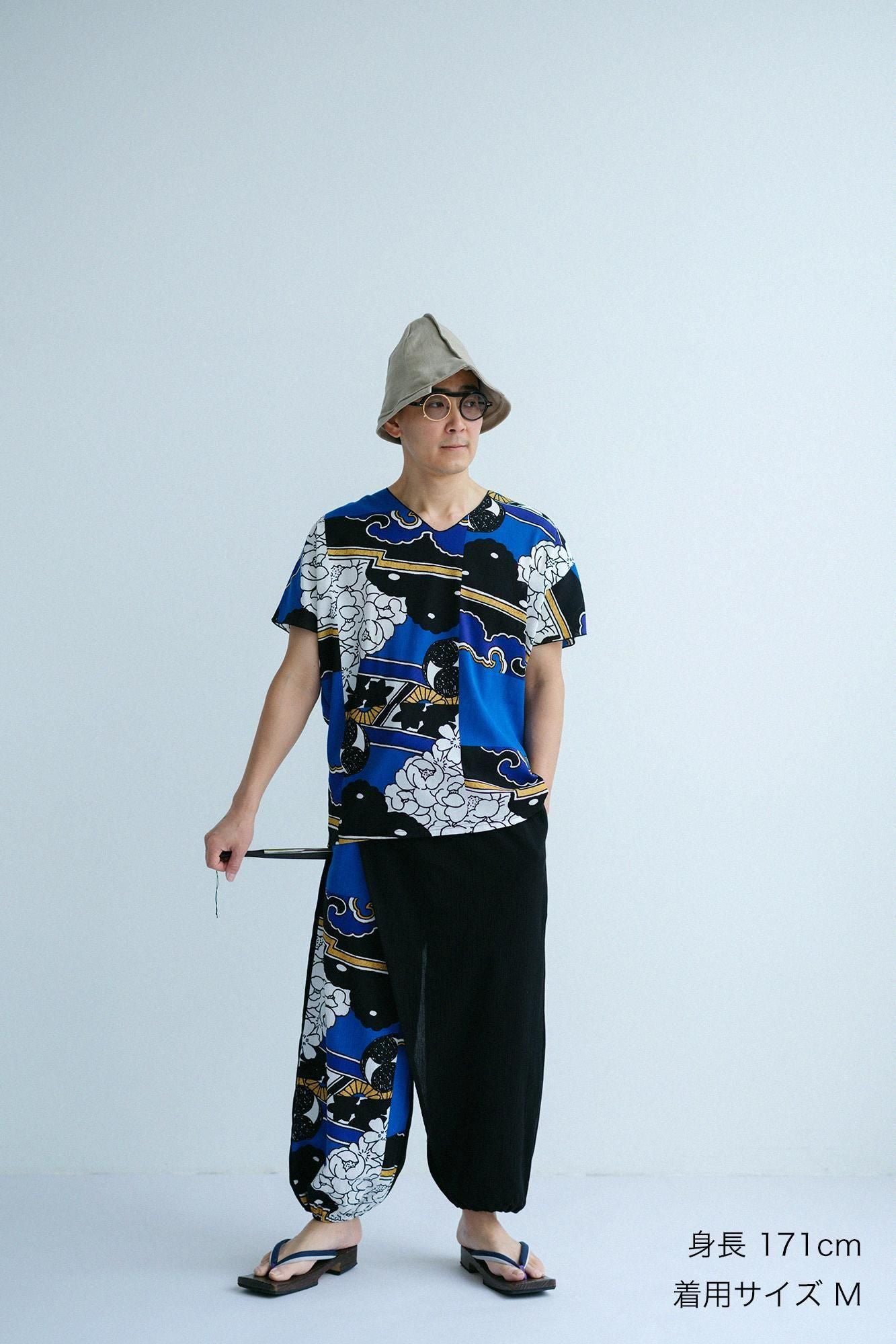 SOU・SOU 手柄寛衣下 片身替わり／高島縮／サイズM／新品タグ付 高島縮 20/20 手柄寛衣下（たかみかんいした） 片身替わり（かたみ