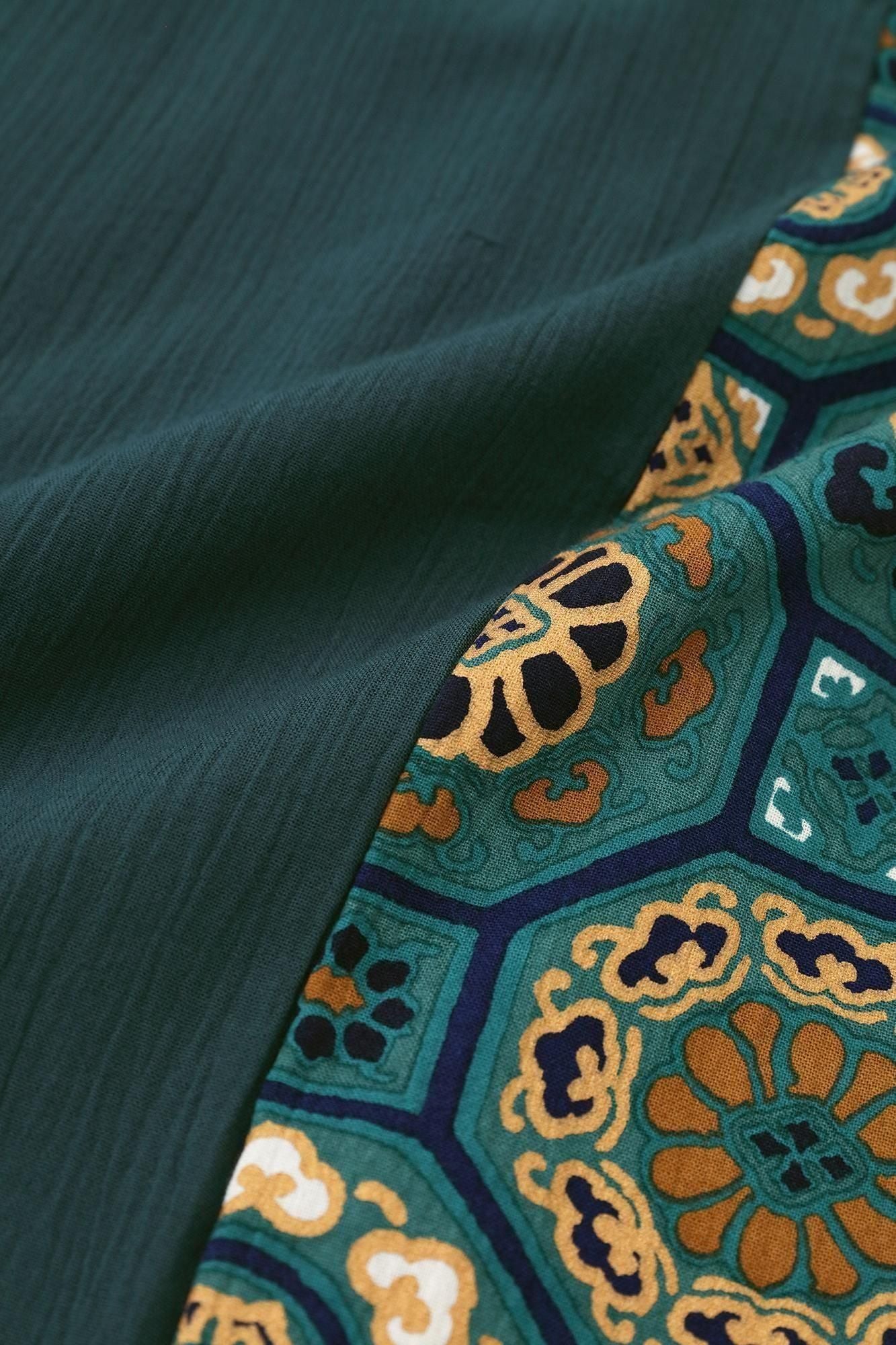 高島縮棉 20/20手柄寛衣下 和裝褲雙色/藍綠色×華麗 碧玉色2