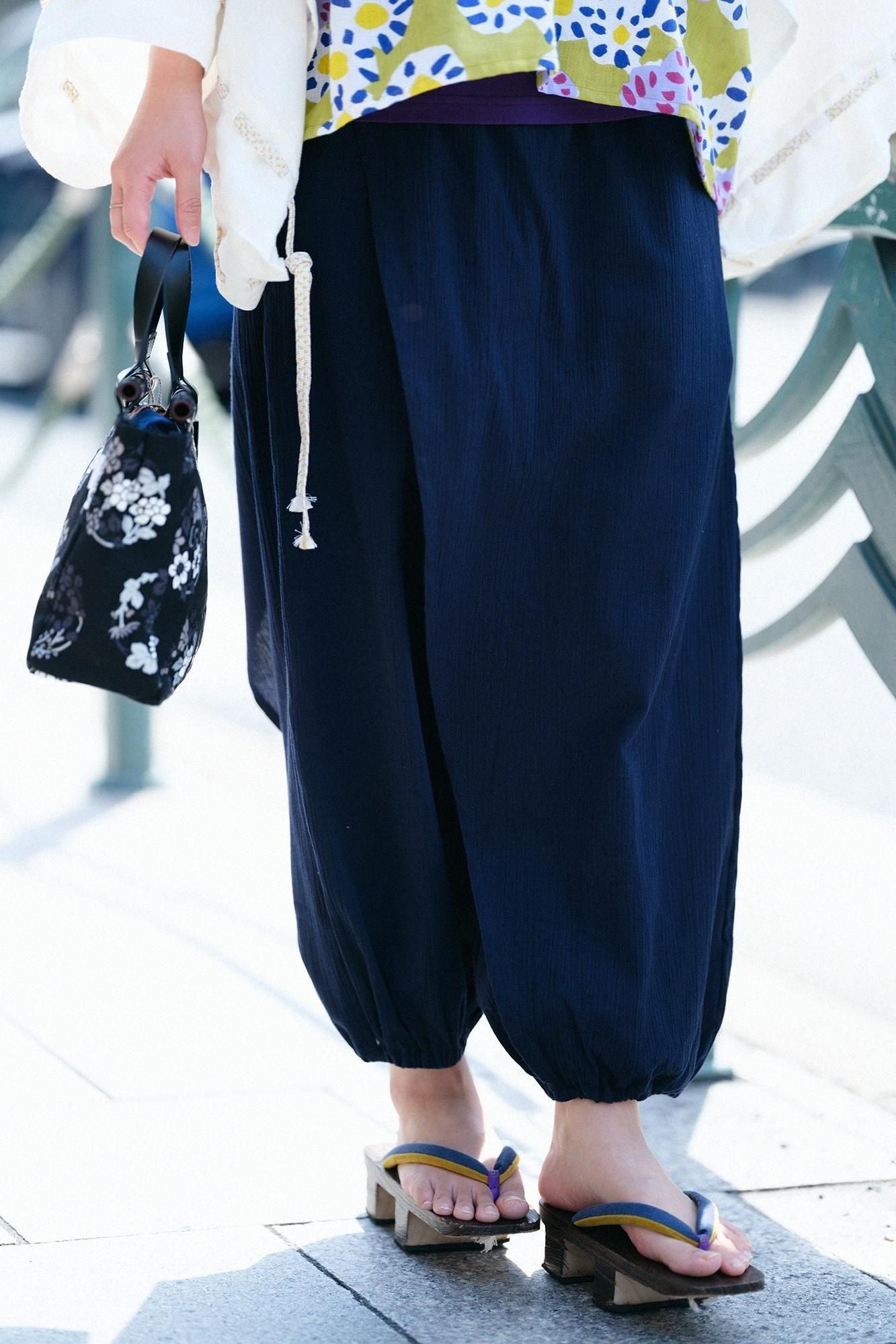 Chizimi Cotton 20/20 Wrap Harem Pants / Dark Blue 2 