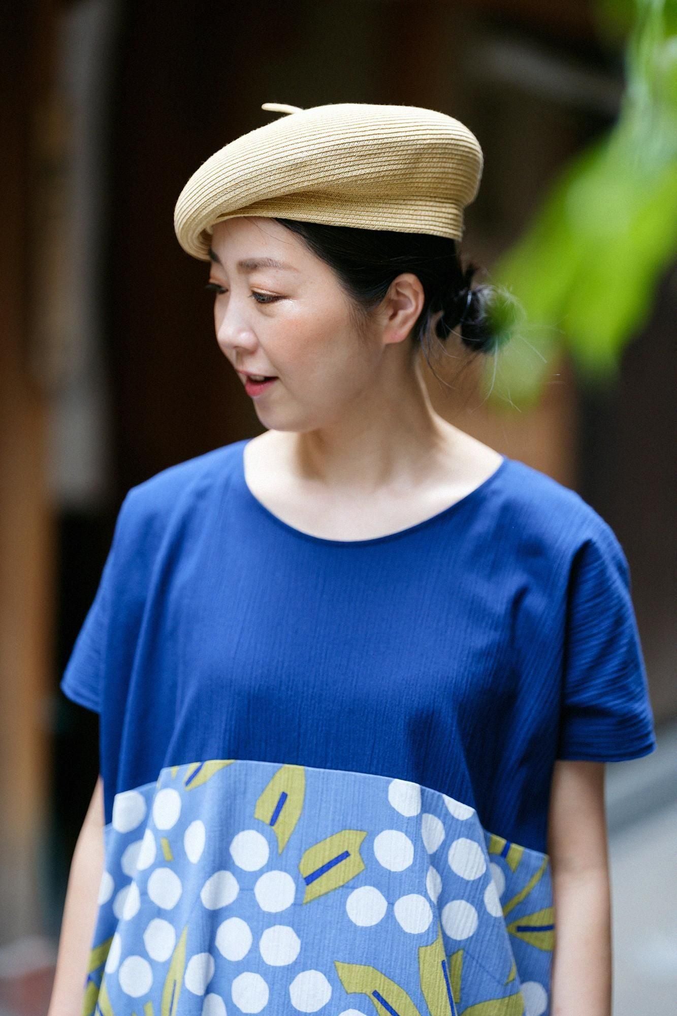 타카시마치지미 20/20 직사각형 원피스 Kumi (쿠미) 밑단 무늬 (스소모뇨) / 감색 (누콘) ×난텐치쿠