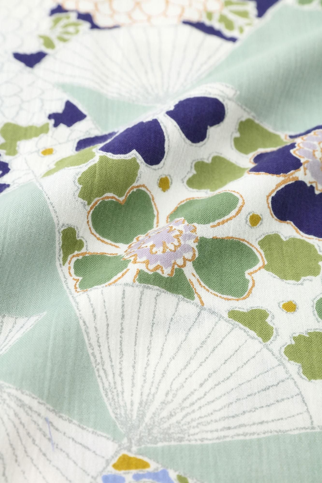 高島縮棉 20/20 長方形洋裝（chohokei）/扇子 柳灰色