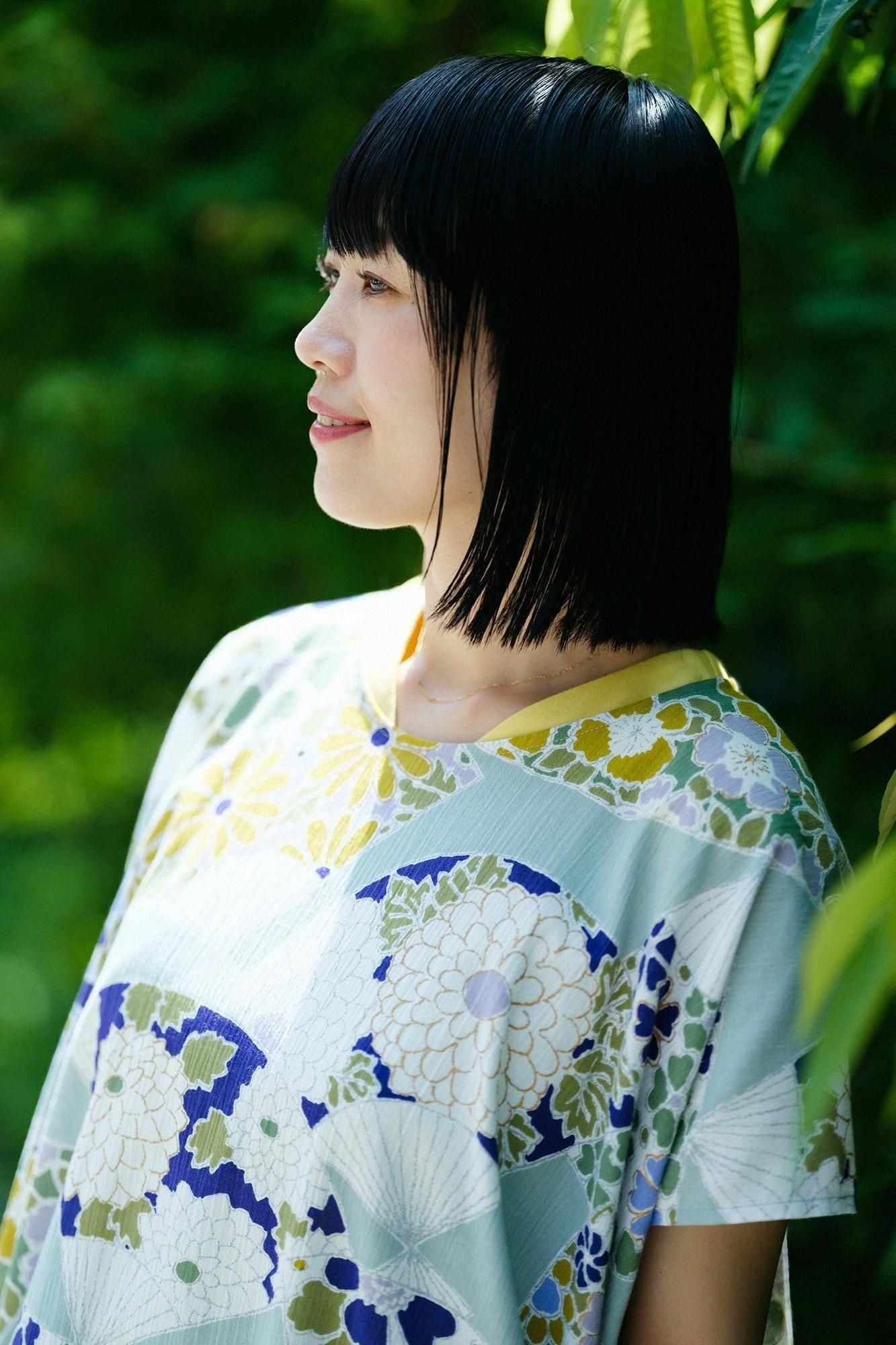 高島縮棉 20/20 長方形洋裝（chohokei）/扇子 柳灰色