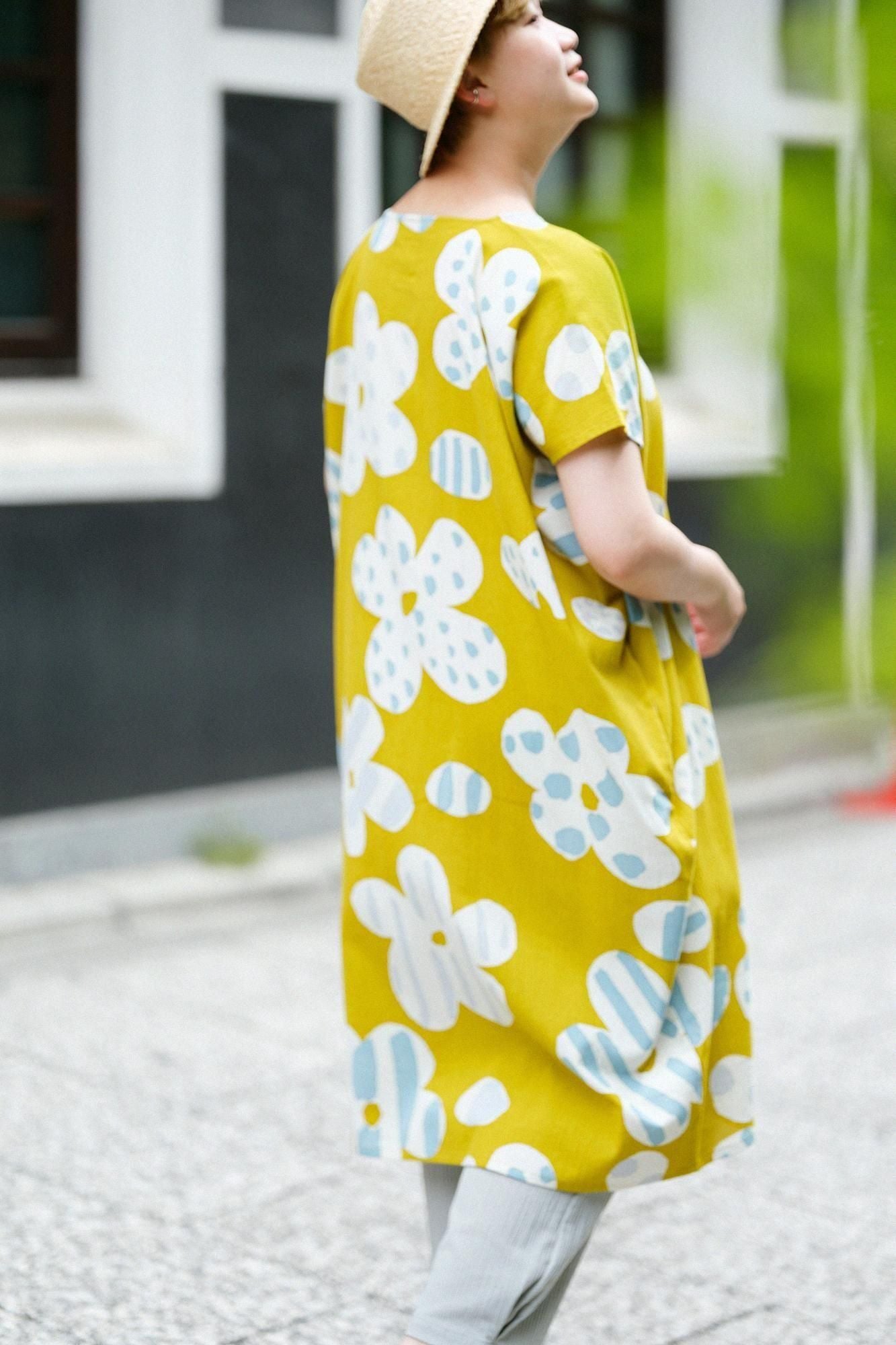 高島縮棉 20/20長方形洋裝／綻放