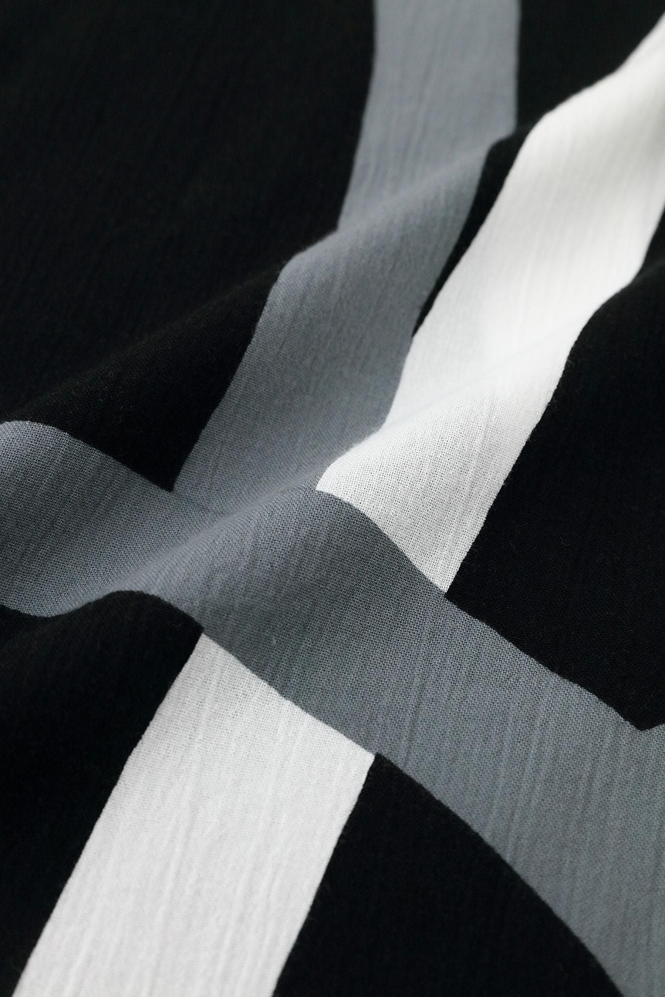 高島縮棉 20/20長方形洋裝／瀑布 黑色