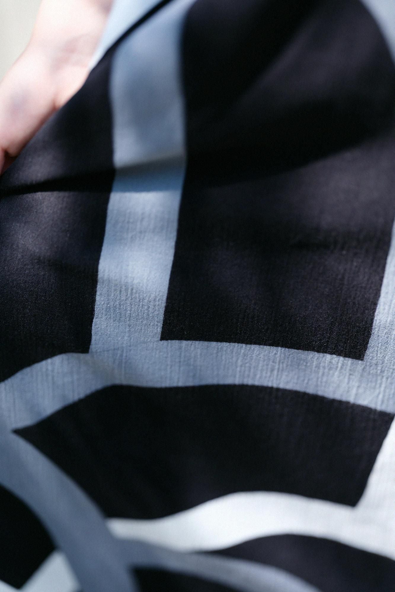 高島縮棉 20/20長方形洋裝／瀑布 黑色