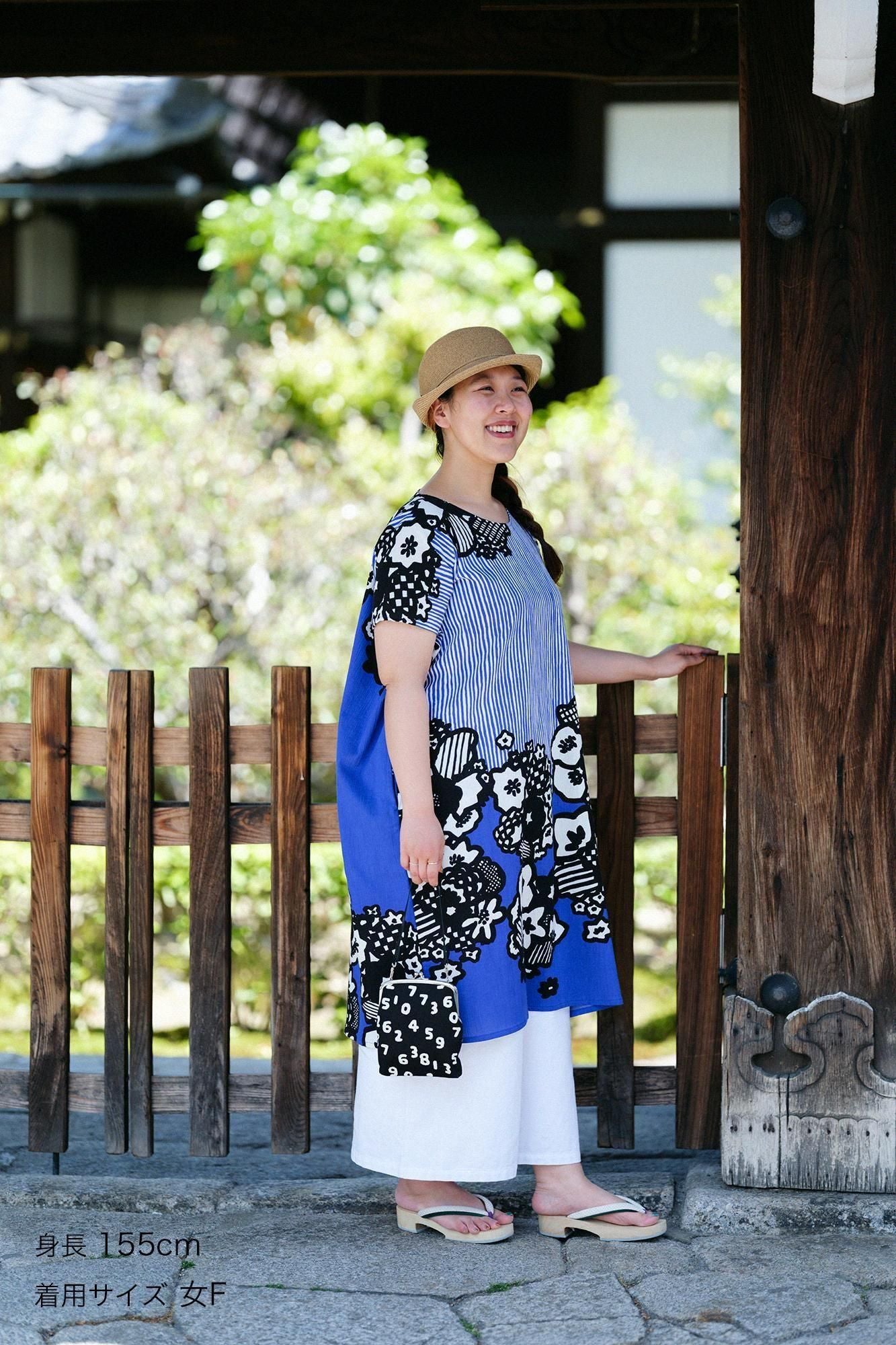 sousou ソウソウ　ワンピース　貫頭衣　高島縮　花柄 高島縮 20/20 長方形衣（ちょうほうけい）／花くすだま