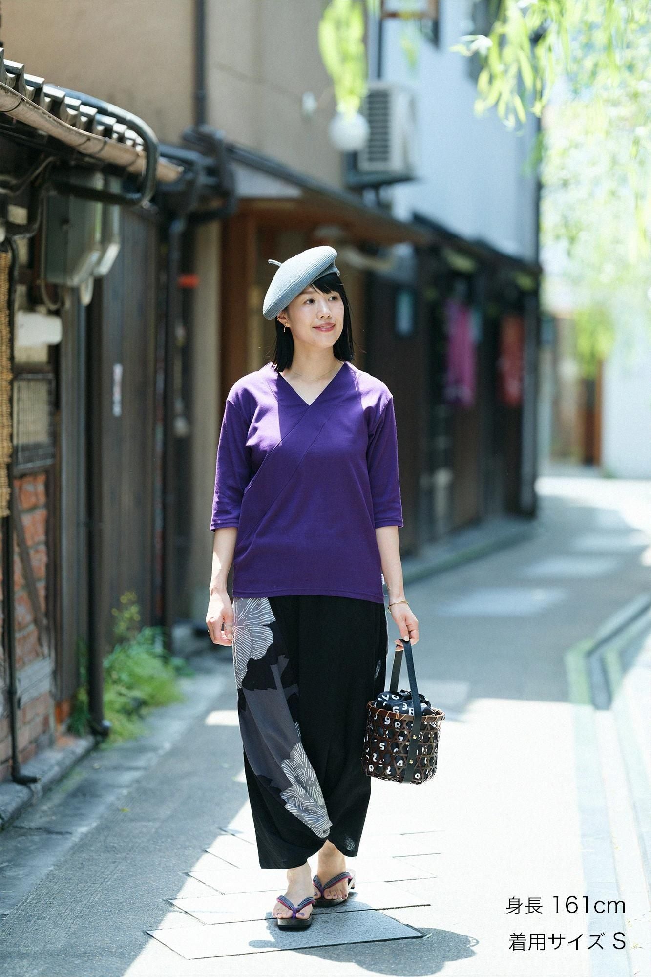 【net限定】高島縮 20/20 富士（ふじ） 2.0／濡羽色（ぬればいろ）×芍薬（しゃくやく）