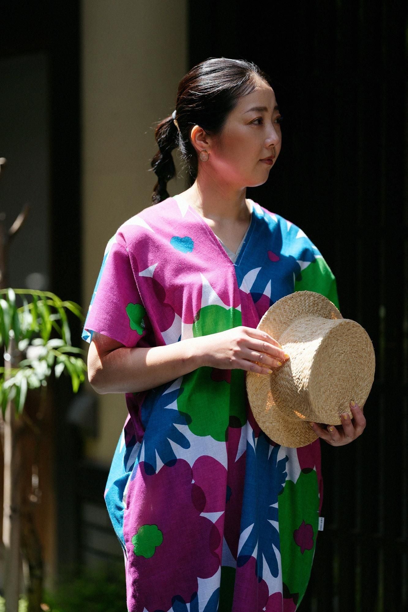 伊勢木棉 文 長方形洋裝 拼接／落落大方 繽紛琉球