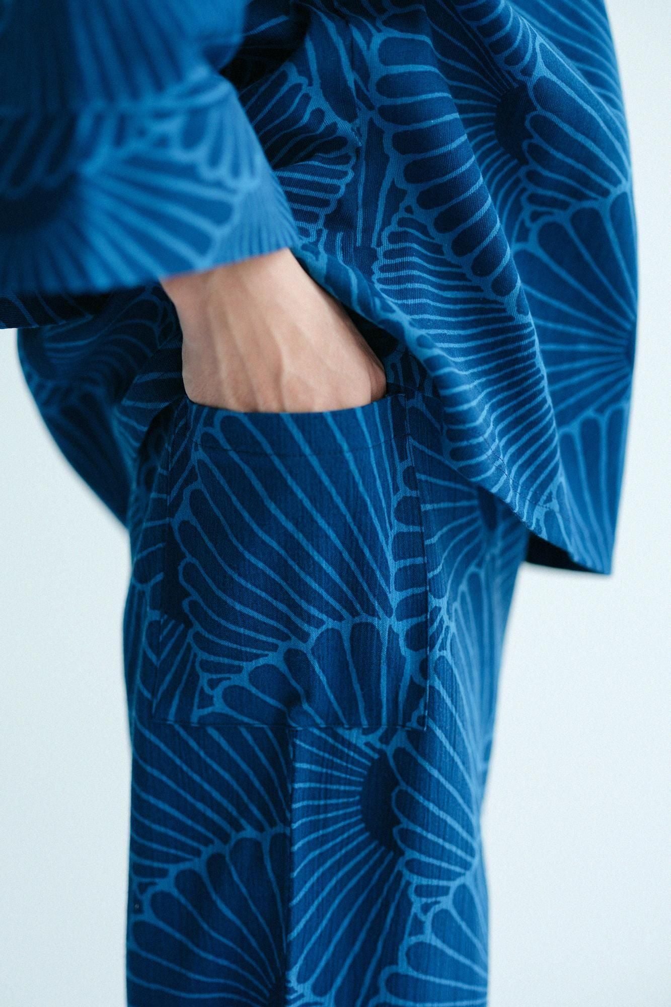 Chizimi Cotton 20/20 Ainasen Harem Pants / Chrysanthemum Fan