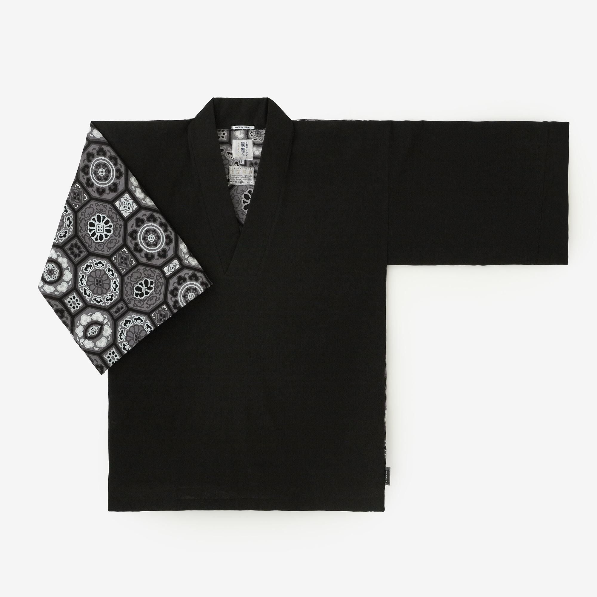Chizimi Cotton 40/40 Fubi Kimono Shirt Bi-color / Black × Gorgeous