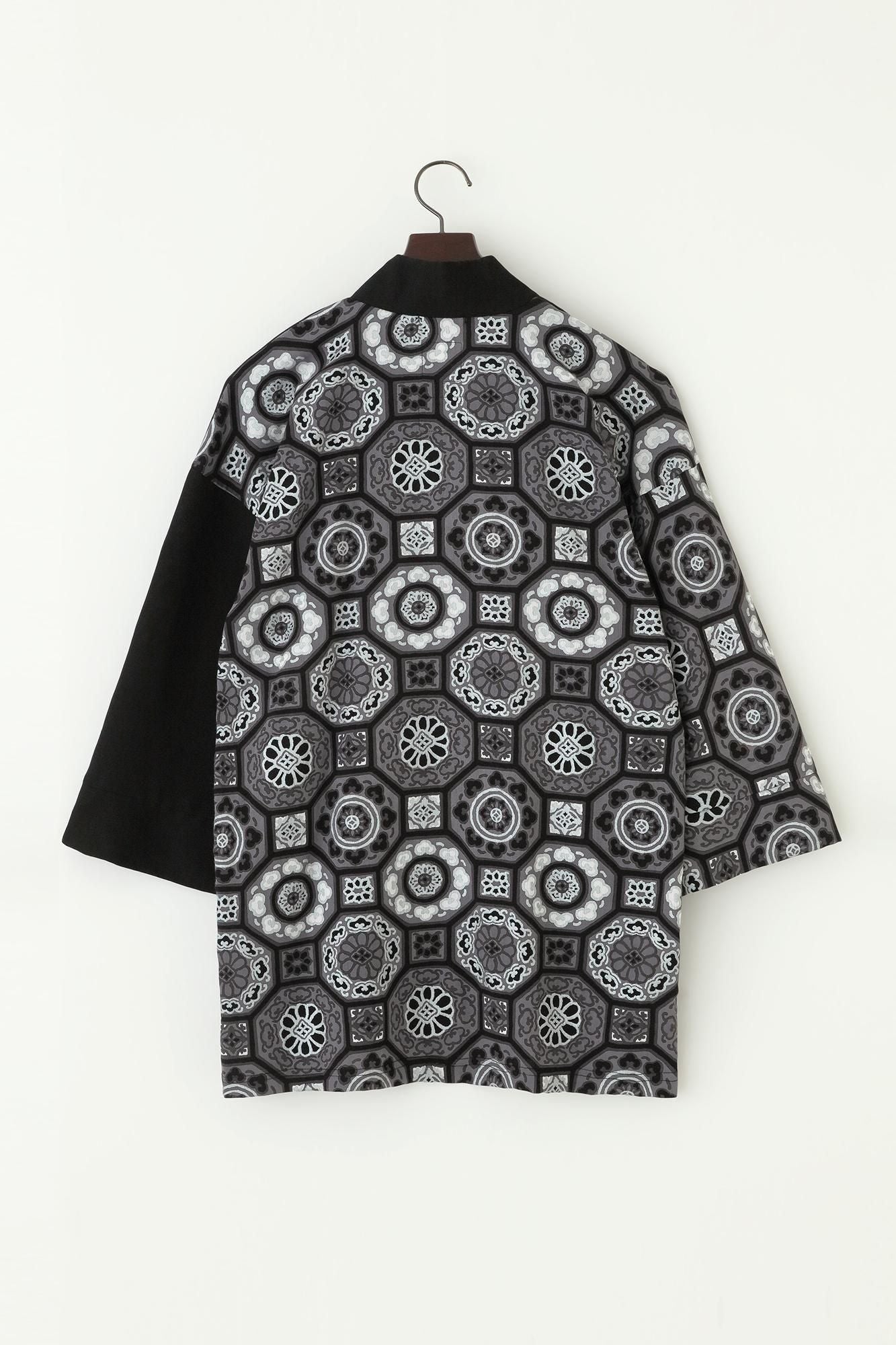 Chizimi Cotton 40/40 Fubi Kimono Shirt Bi-color / Black × Gorgeous
