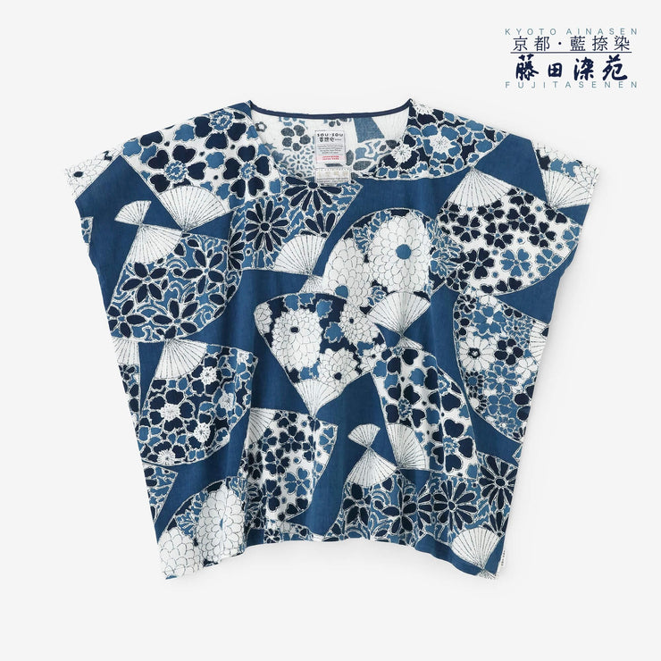 [Expédition prévue vers le 23 juin] Takashima Chijimi 20/20 Robe/éventail carré teint indigo