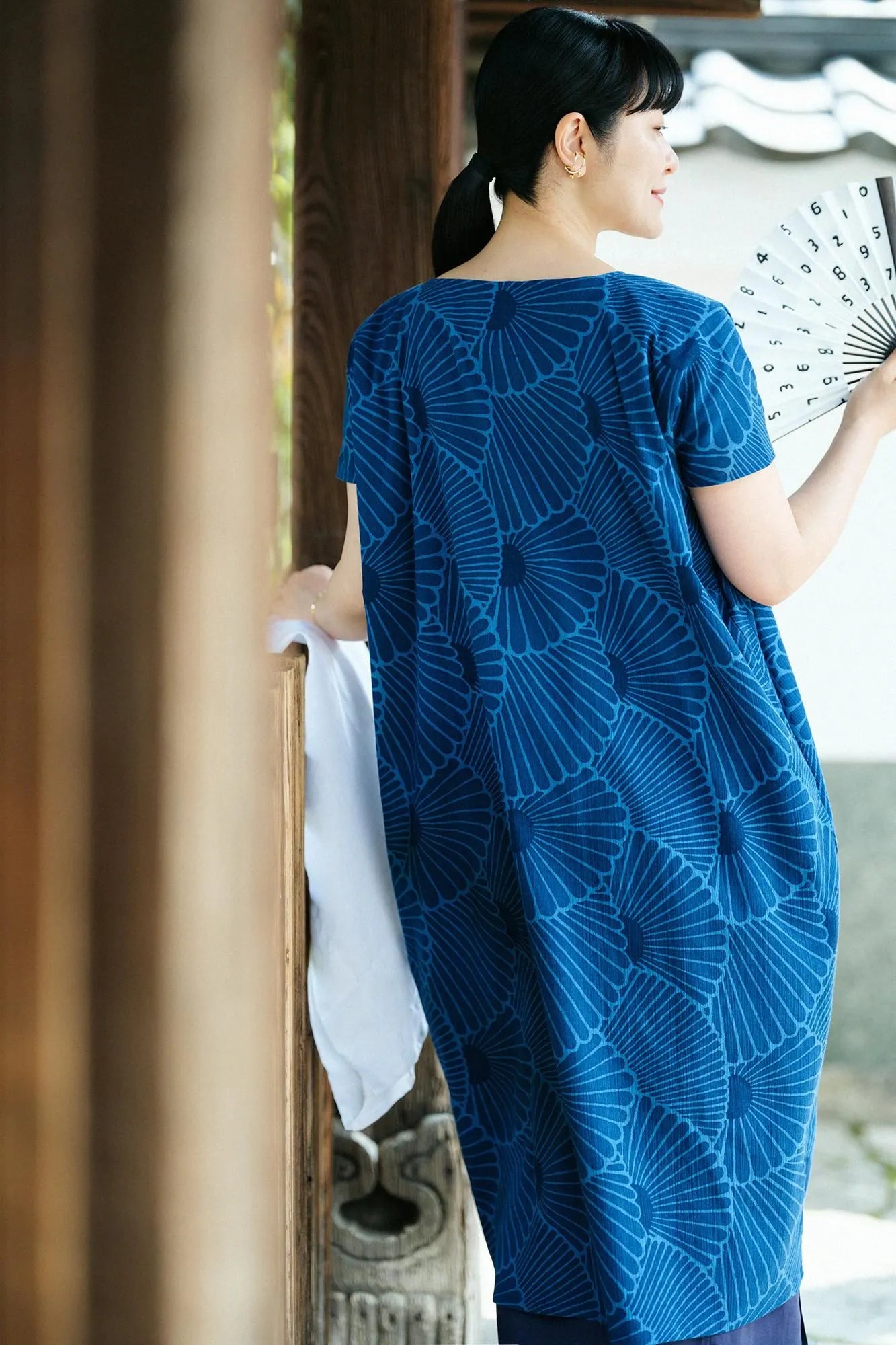 【Ships ard. 6/23】Chizimi Cotton 20/20 Ainasen Rectangular Dress / Chrysanthemum