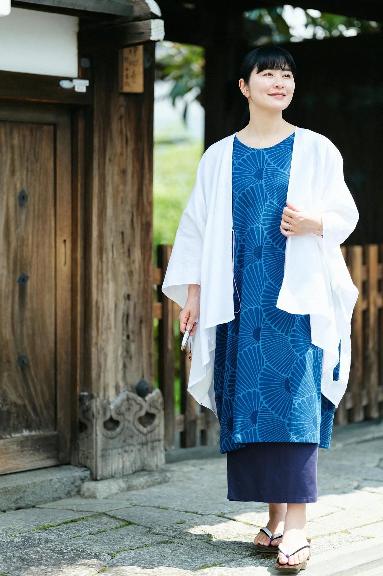 【Ships ard. 6/23】Chizimi Cotton 20/20 Ainasen Rectangular Dress / Chrysanthemum