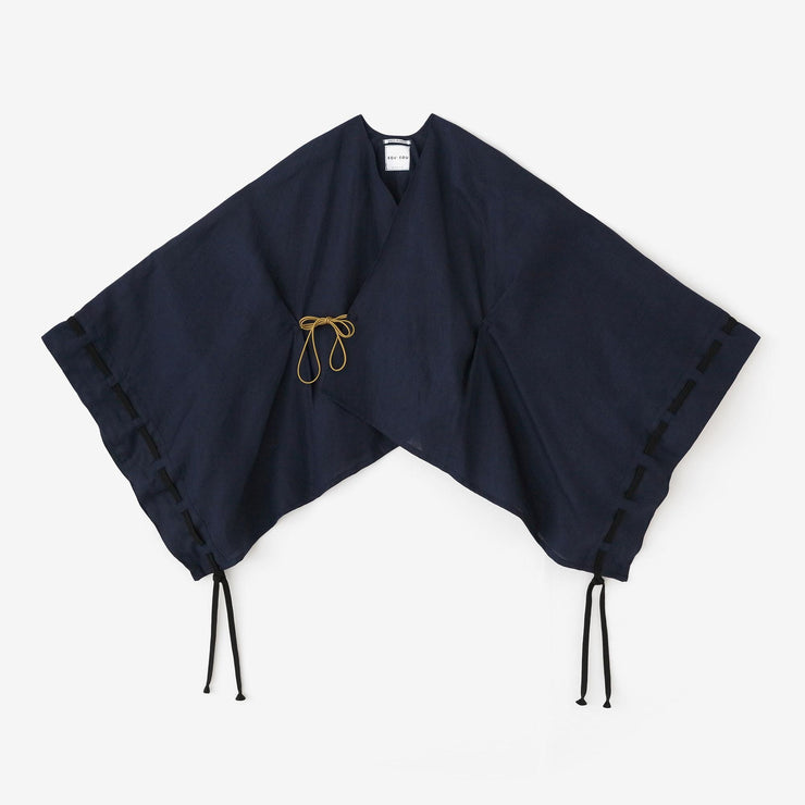 Linen Kisaragi Poncho Gather Sleeves／Dark Blue