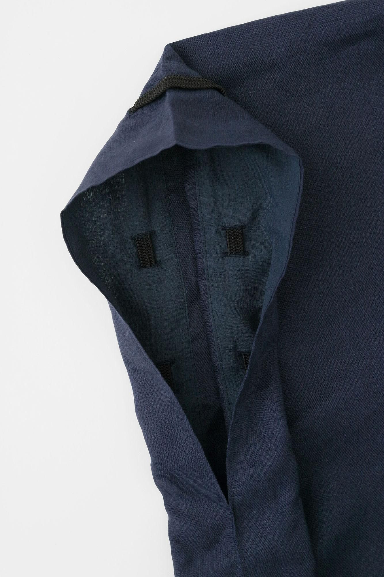 麻 如月披風斗篷袖括／深藍色