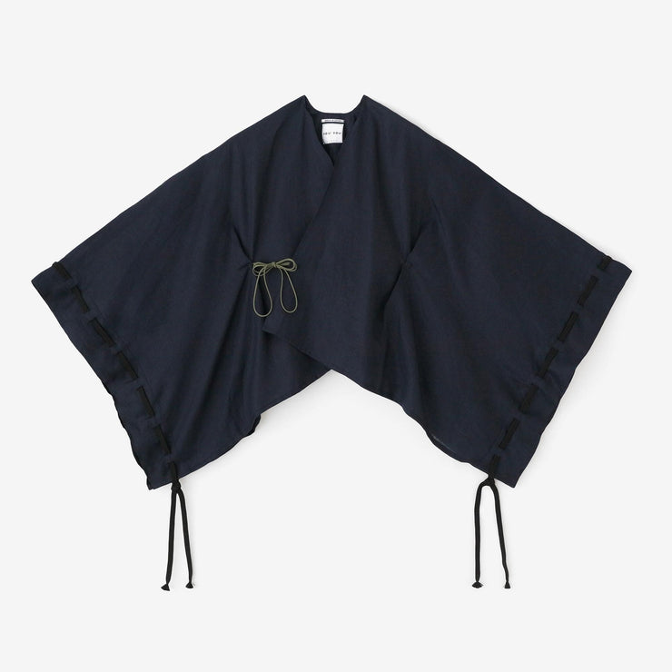 Linen Kisaragi Poncho Gather Sleeves／Dark Blue