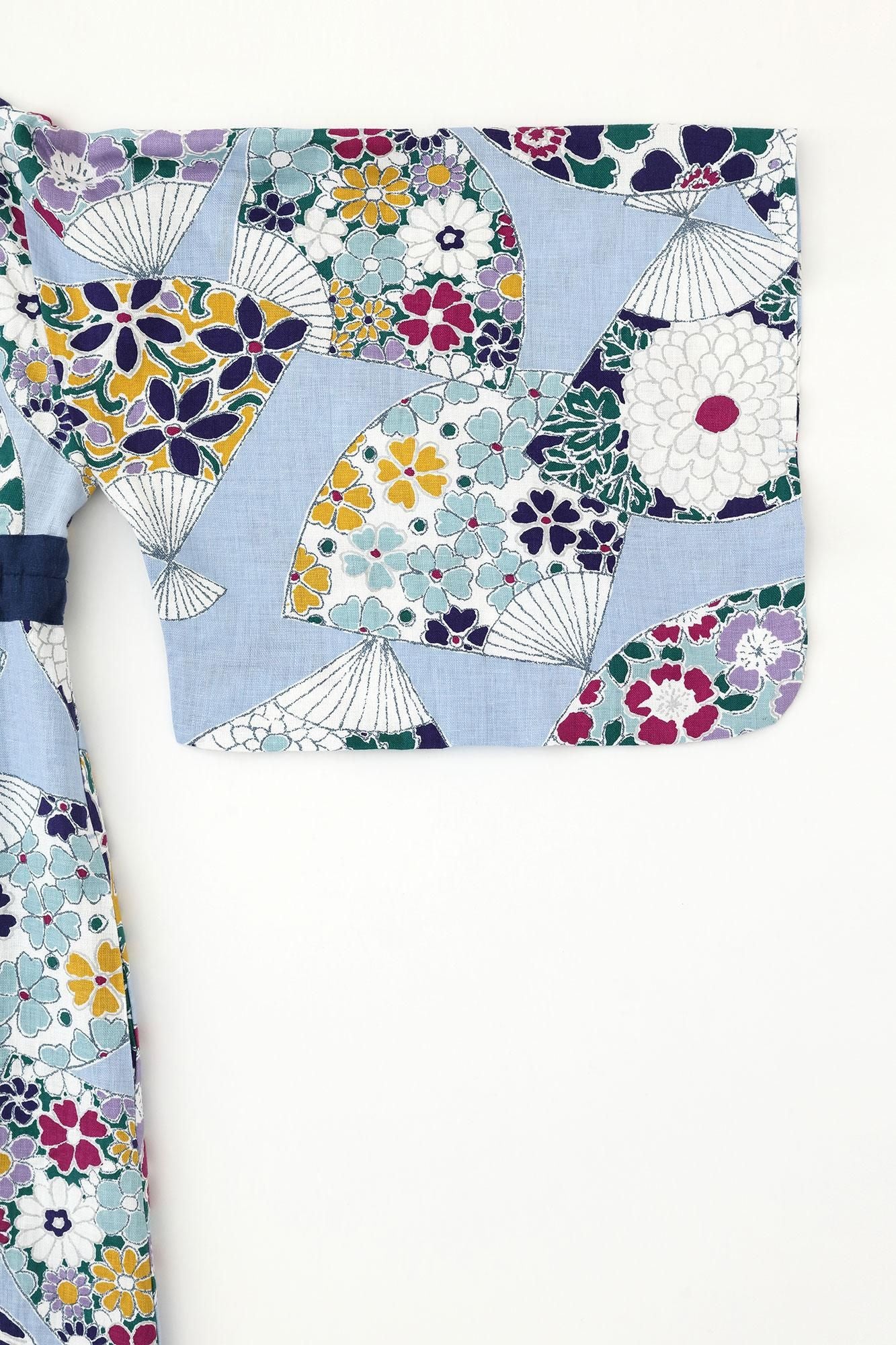 麻 ゆかたみたて／扇（おうぎ） 浅縹（あさはなだ）