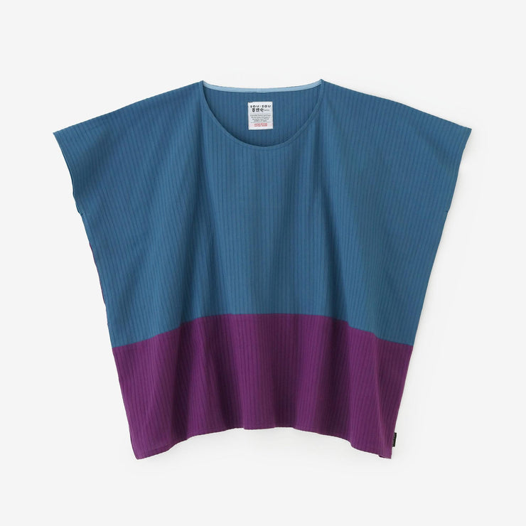 Chizimi Cotton 40/20 Akiha Square Top Bi-color / Greyish Blue×Violet 