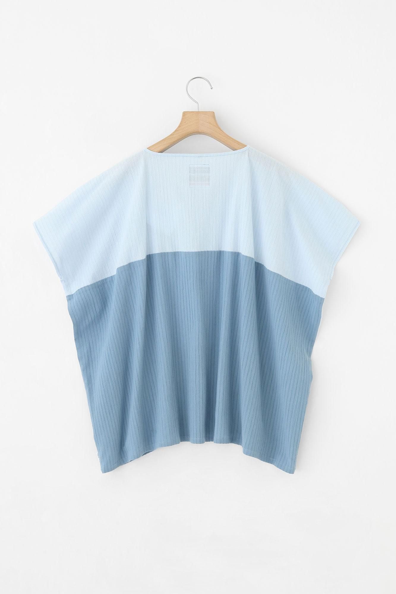 Chizimi Cotton 40/20 Akiha Square Top(deerminds old time withi) group(minds old time withfruit)/Pastel Blue(burpminds old time with) x Minato Nezumi (Minato)Nefigure)