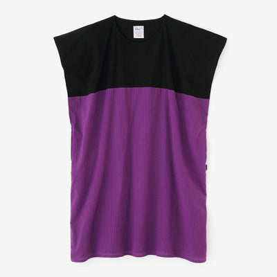 Chizimi Cotton 40/20 Akiha Rectangular Dress Bi-color / Black x Violet