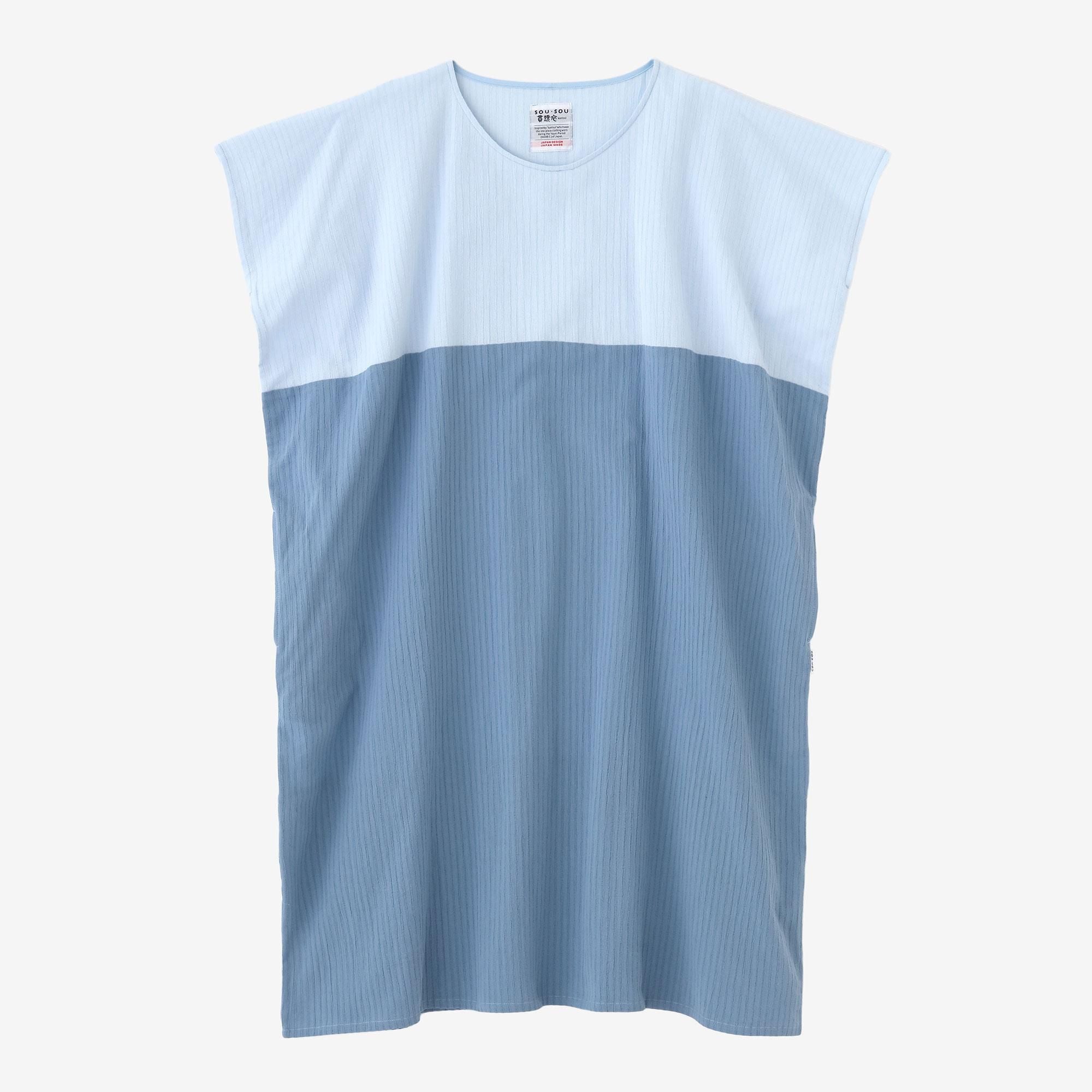 Chizimi Cotton 40/20 Akiha Rectangular Dress Bi-color / Pastel Blue x Greyish Blue