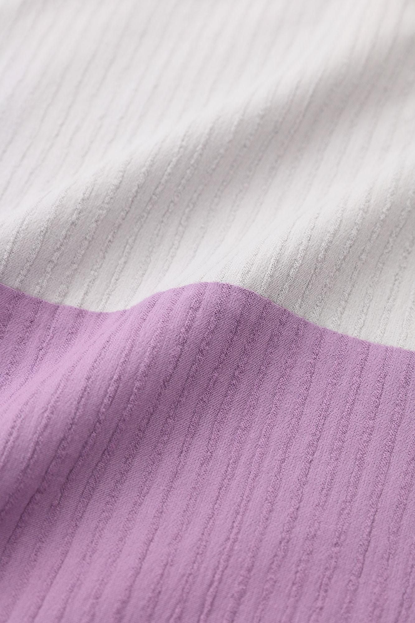 Chizimi Cotton 40/20 Akiha Rectangular Dress Bi-color / Pale Grey x Pastel Purple