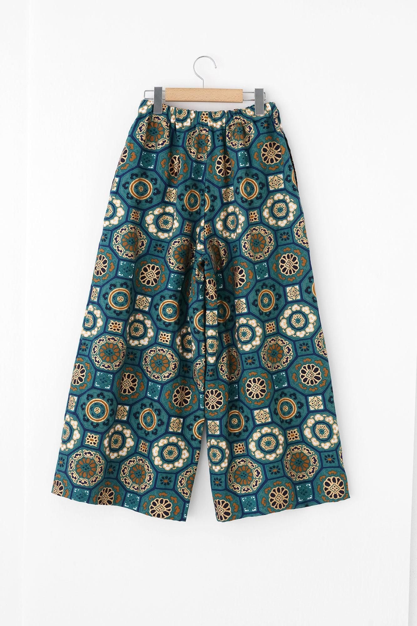 麻 広形（ひろなり）もんぺ／華麗（かれい ） 緑玉色（りょくぎょくいろ）