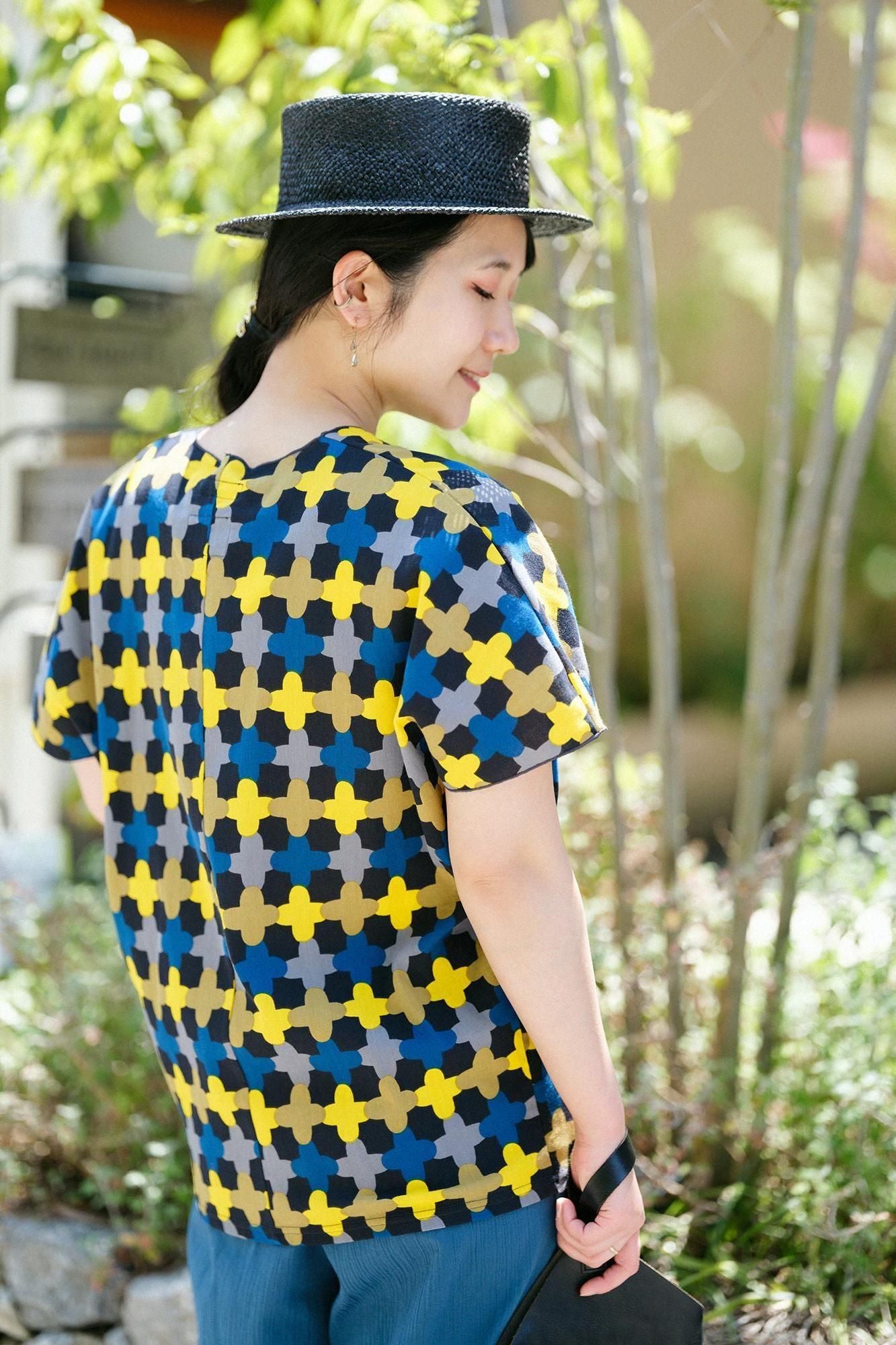 高島縮棉 40/40 短袖上衣／繩梯子