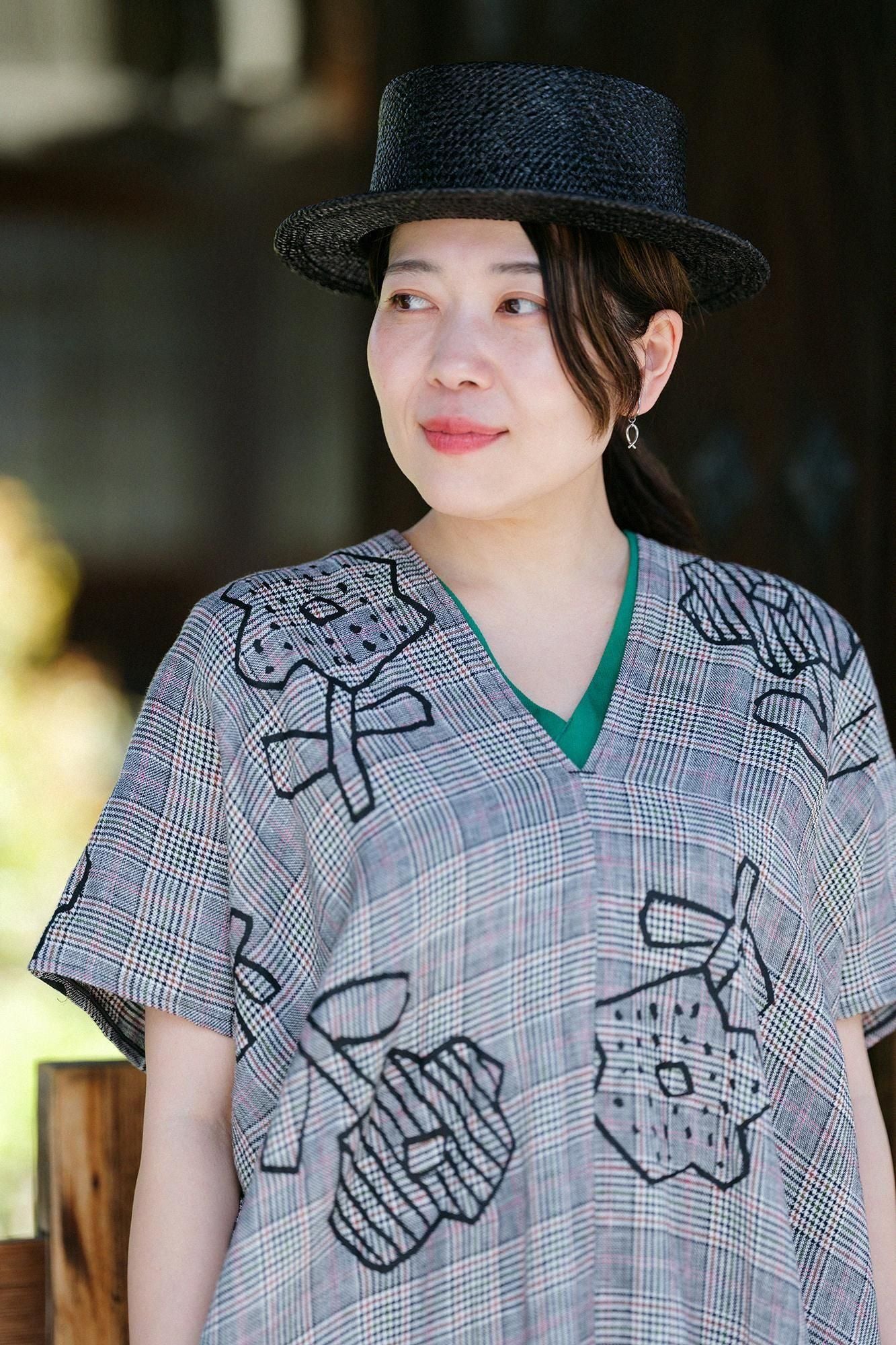 Linen Lattice Weave Rectangular Dress Lattice Weave) Split Joint / Flower Seedling Scattered