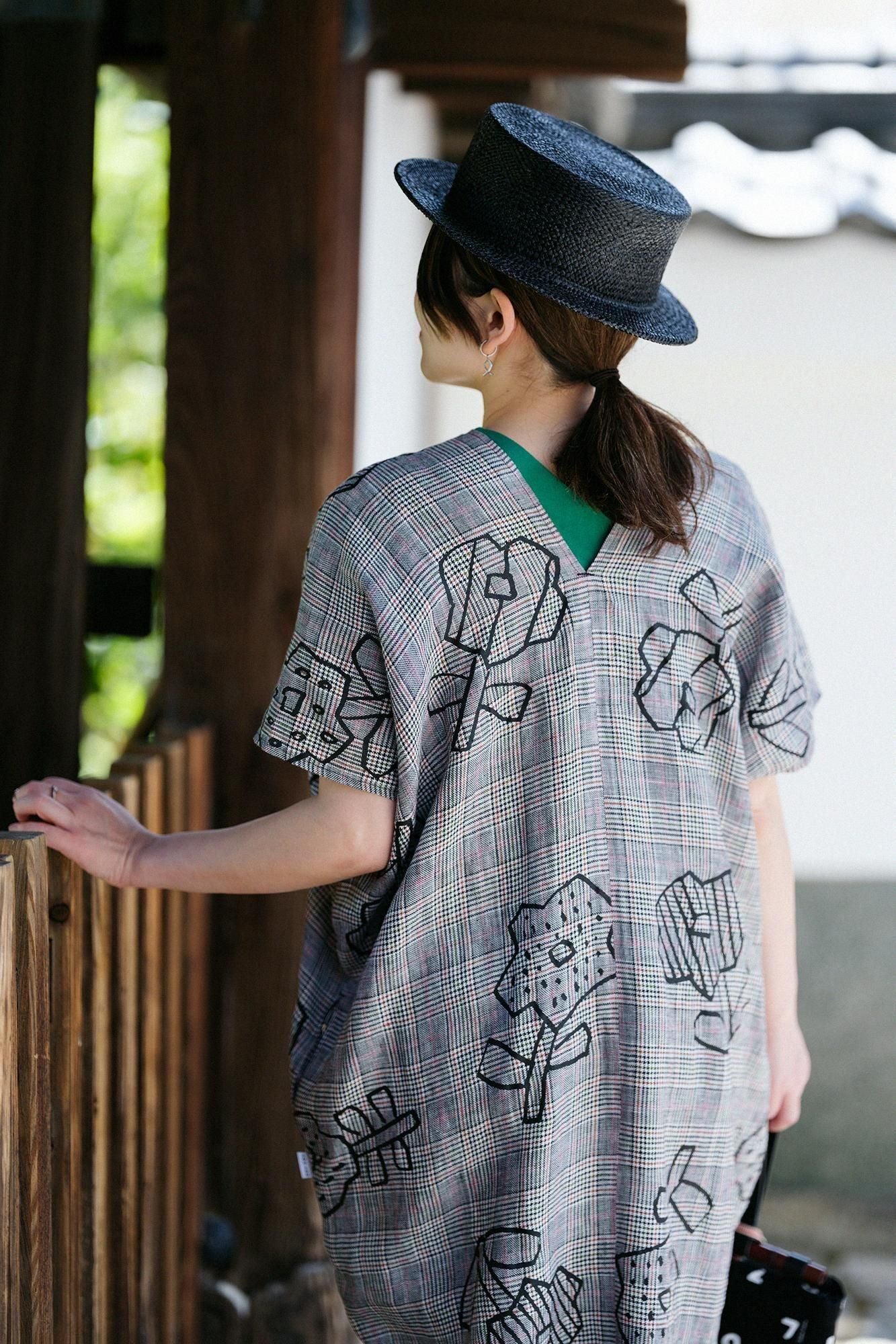 Linen Lattice Weave Rectangular Dress Lattice Weave) Split Joint / Flower Seedling Scattered