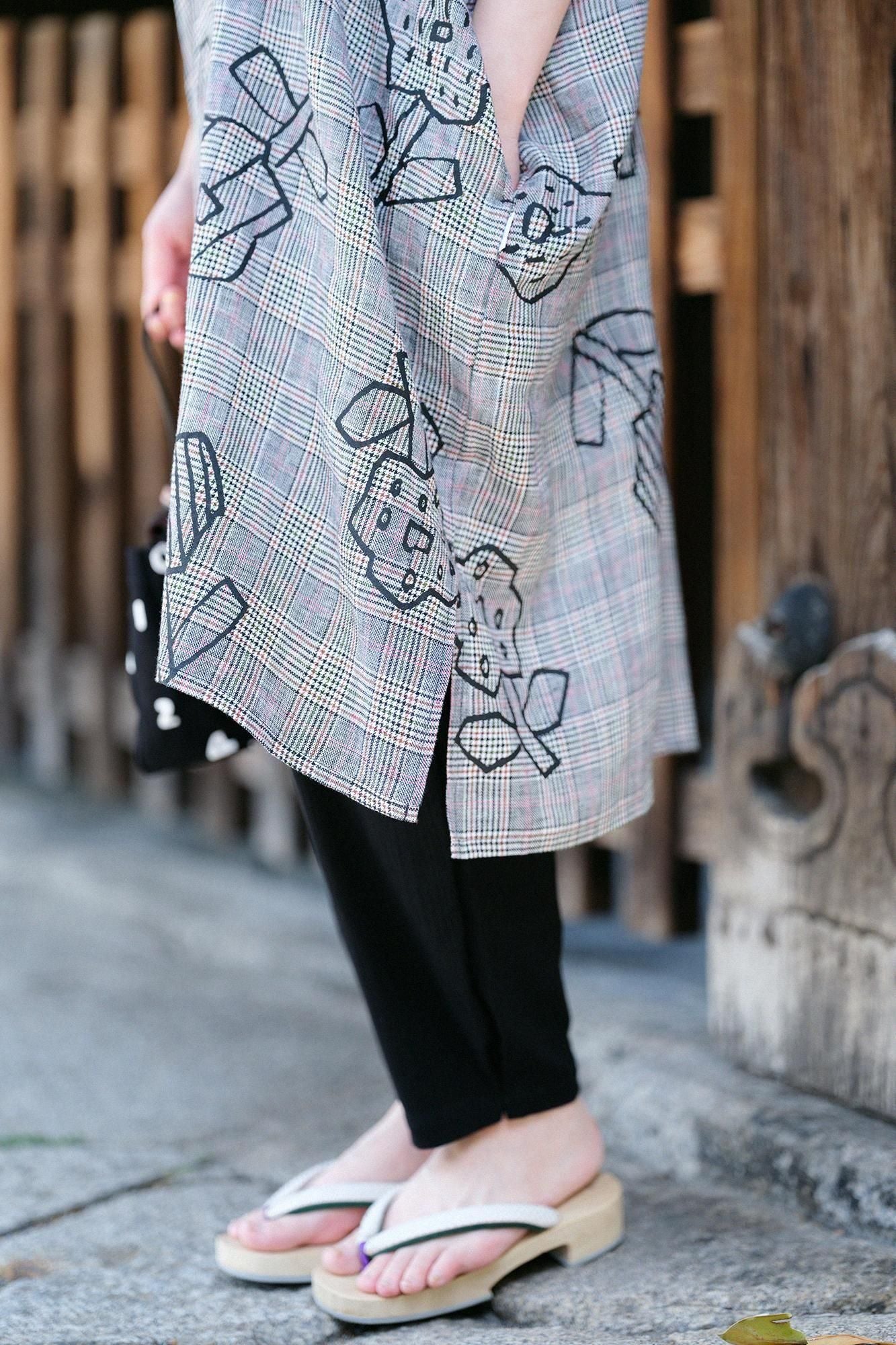 Linen Lattice Weave Rectangular Dress Lattice Weave) Split Joint / Flower Seedling Scattered