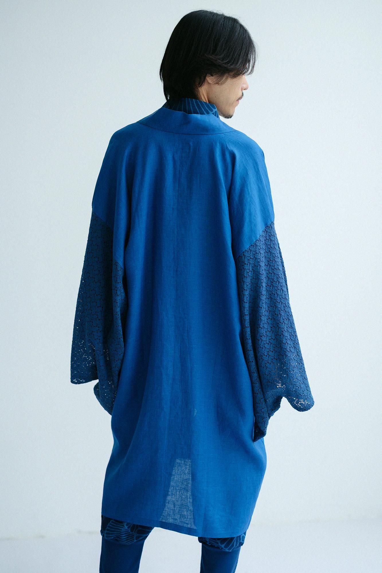 Hanf x Wasserzeichen-Stickerei, Kakuso-Danten mit quadratischen Ärmeln, einzeln (Hitoe)/Hellbraun (Usuhanada)