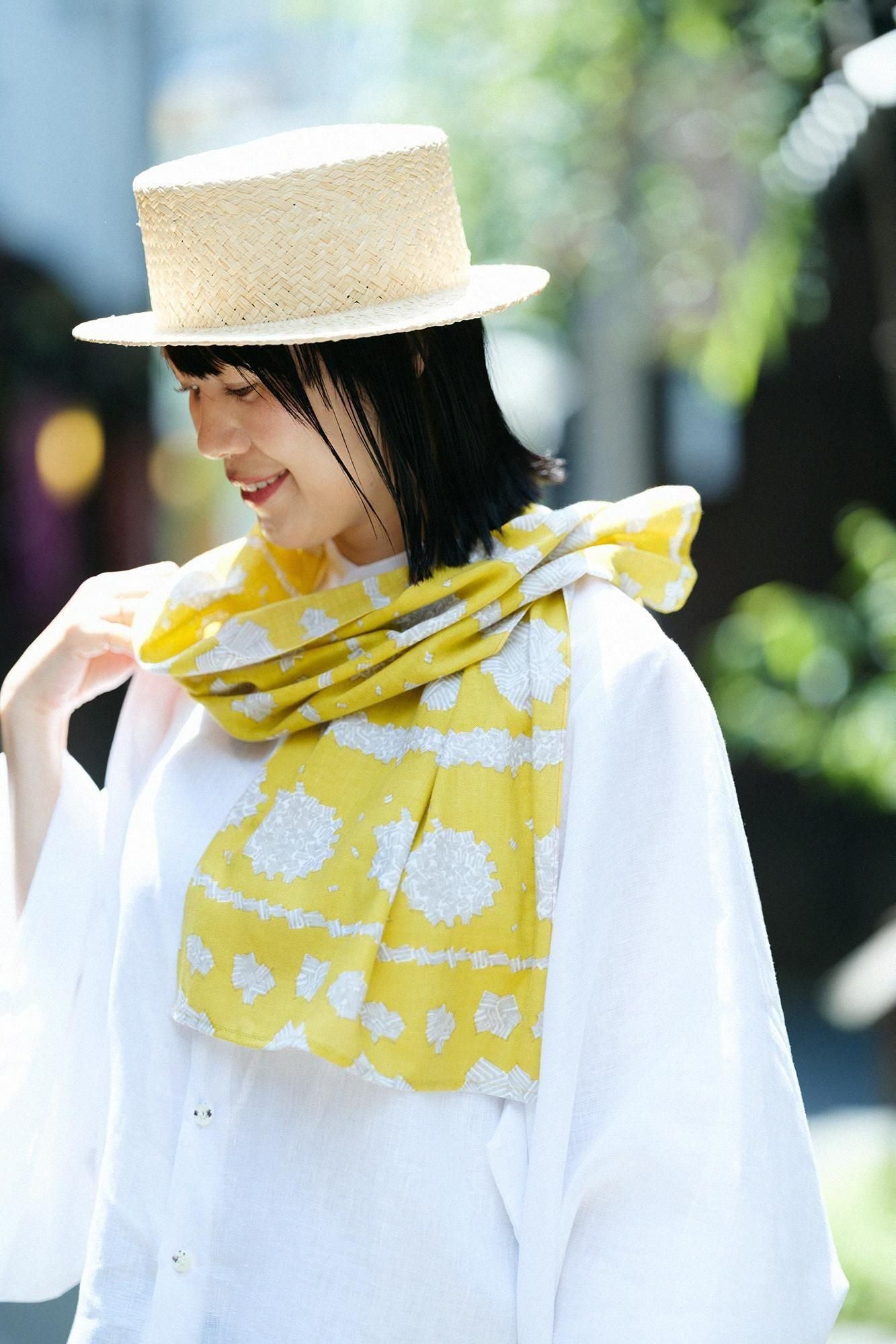 Isemomen Cotton Short Scarf / White Clover 2