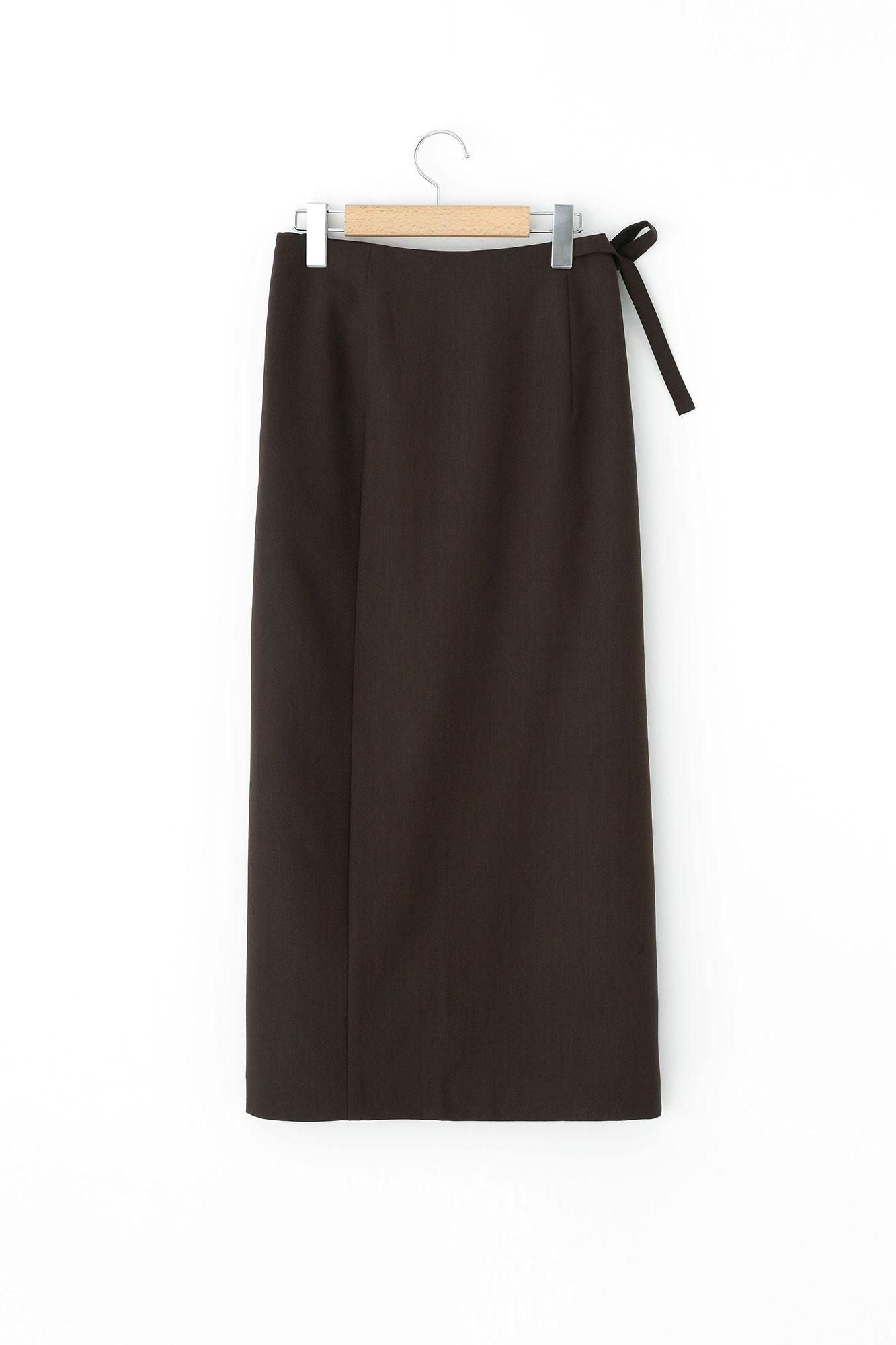 Combed Yarn Wrap Skirt / Brown