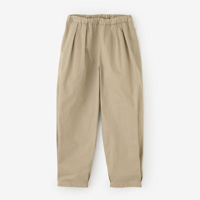 高密度 斜紋織 二褶闊腿褲 蕾／榛果色