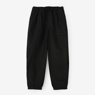 高密度 斜紋織 二褶闊腿褲 蕾／黑色