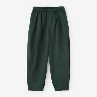 高密度 斜紋織 二褶闊腿褲 蕾／柚葉綠色