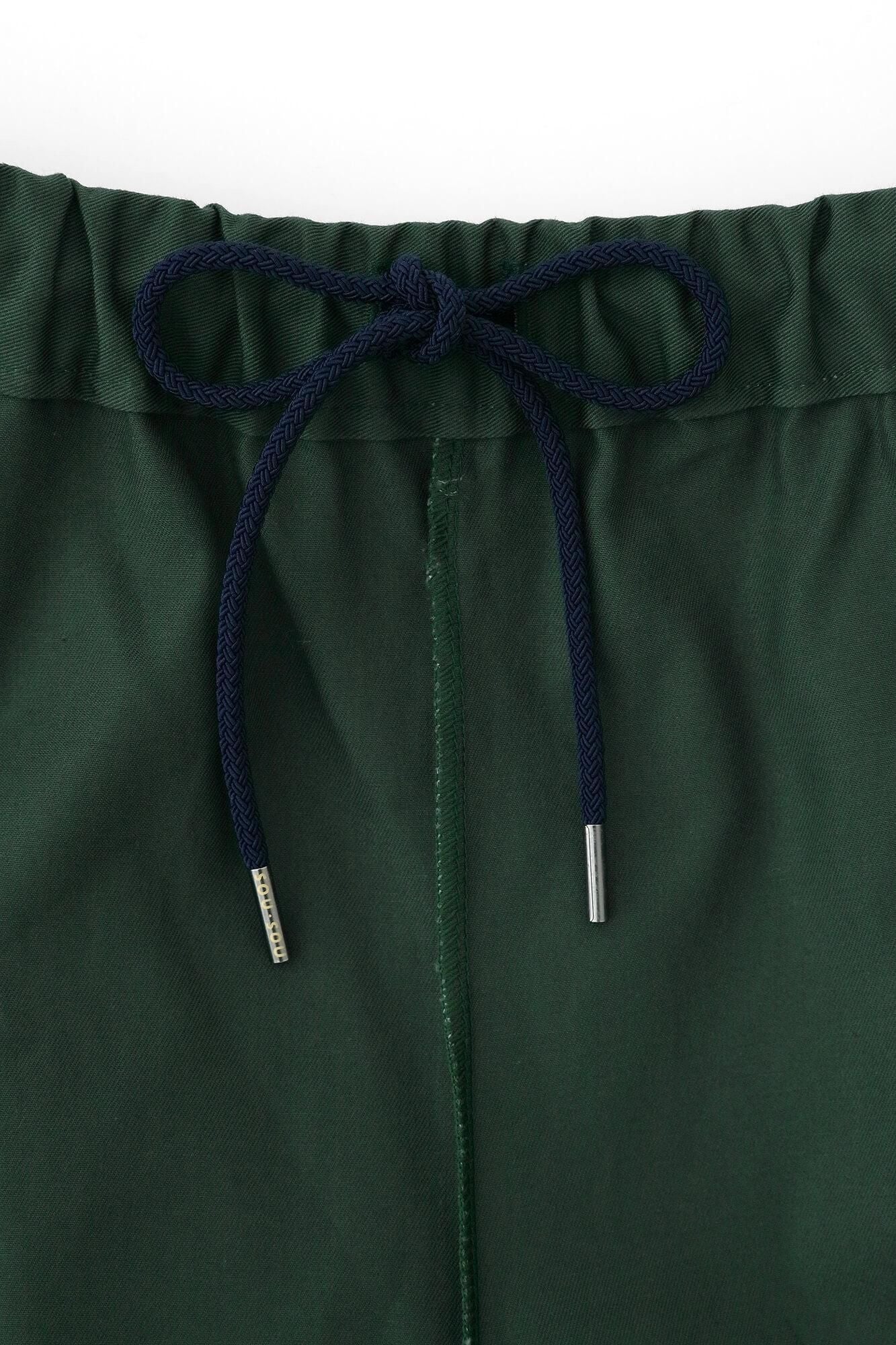 高密度 斜紋織 二褶闊腿褲 蕾／柚葉綠色